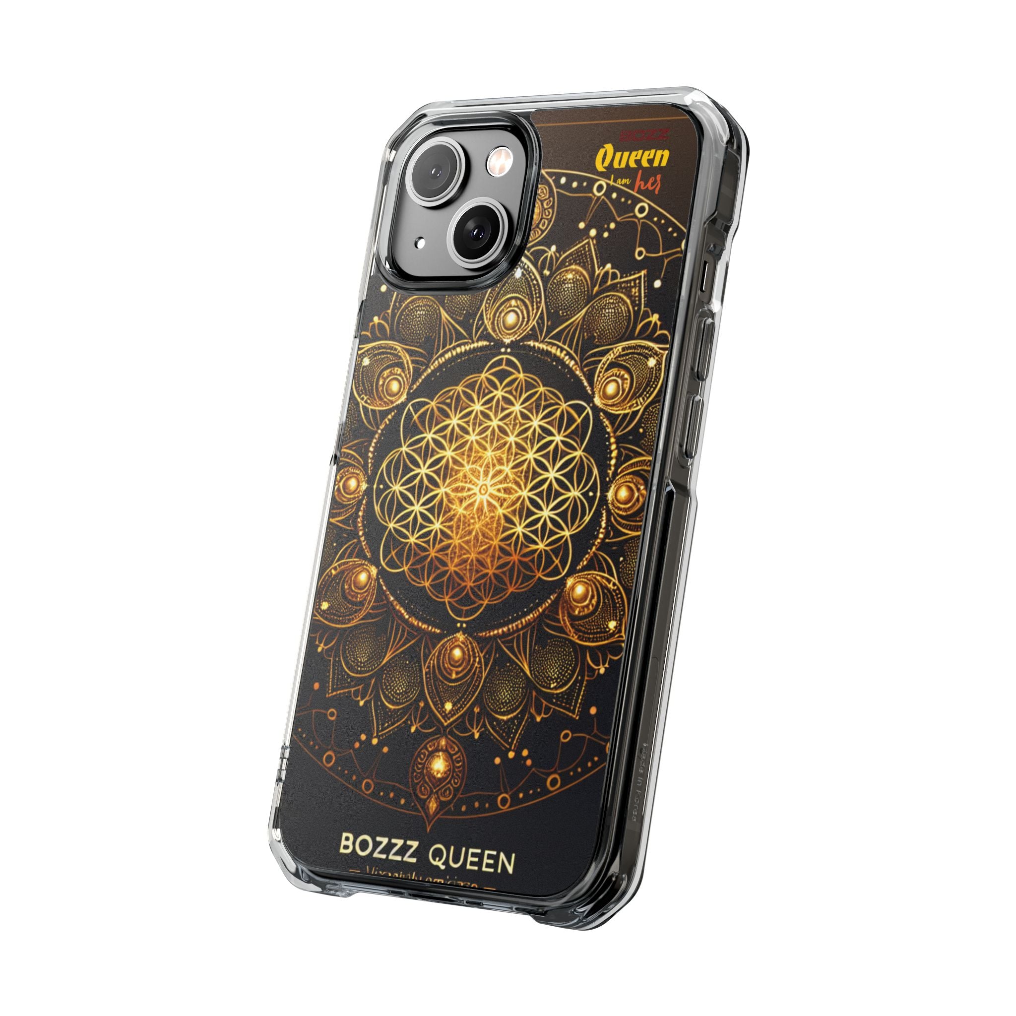 Magnetic Phone Case with Spiritual Mandala Design, Bozz Queen, Durable Clear Impact Case, Unique Gift for Spiritual Seekers, Phone Accessory