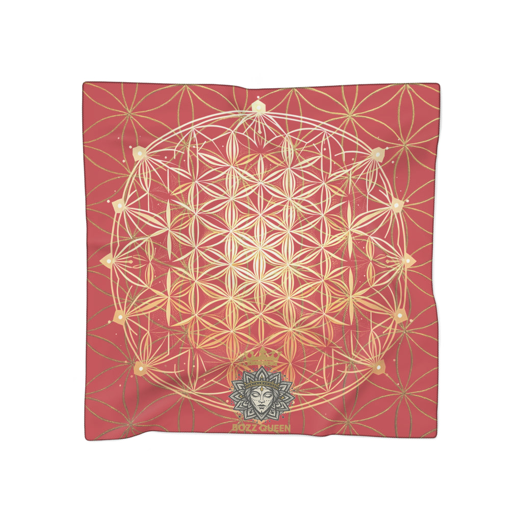 Flower of Life Dark Red Scarf - Sacred Geometry Spiritual Accessory