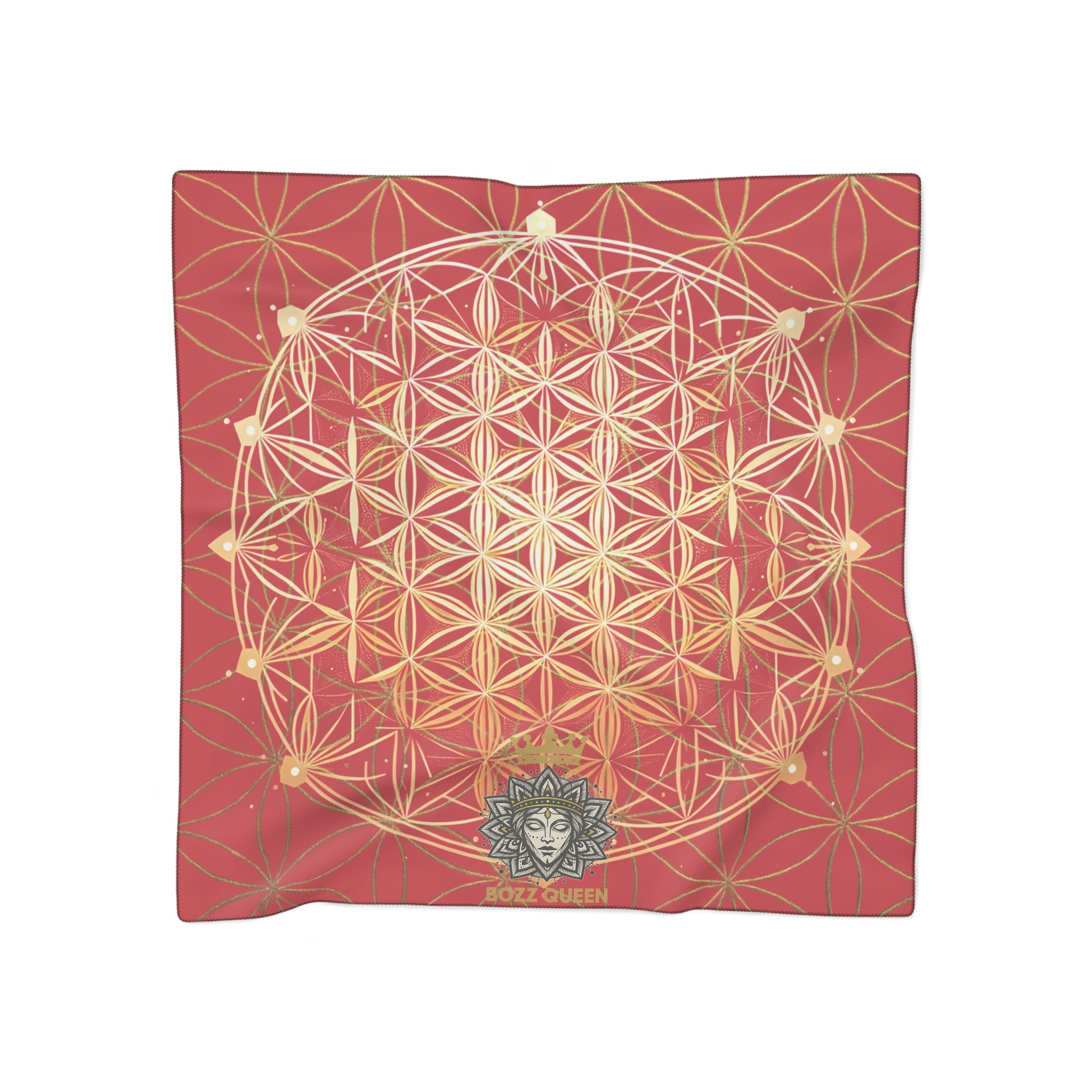 Flower of Life Dark Red Scarf - Sacred Geometry Spiritual Accessory