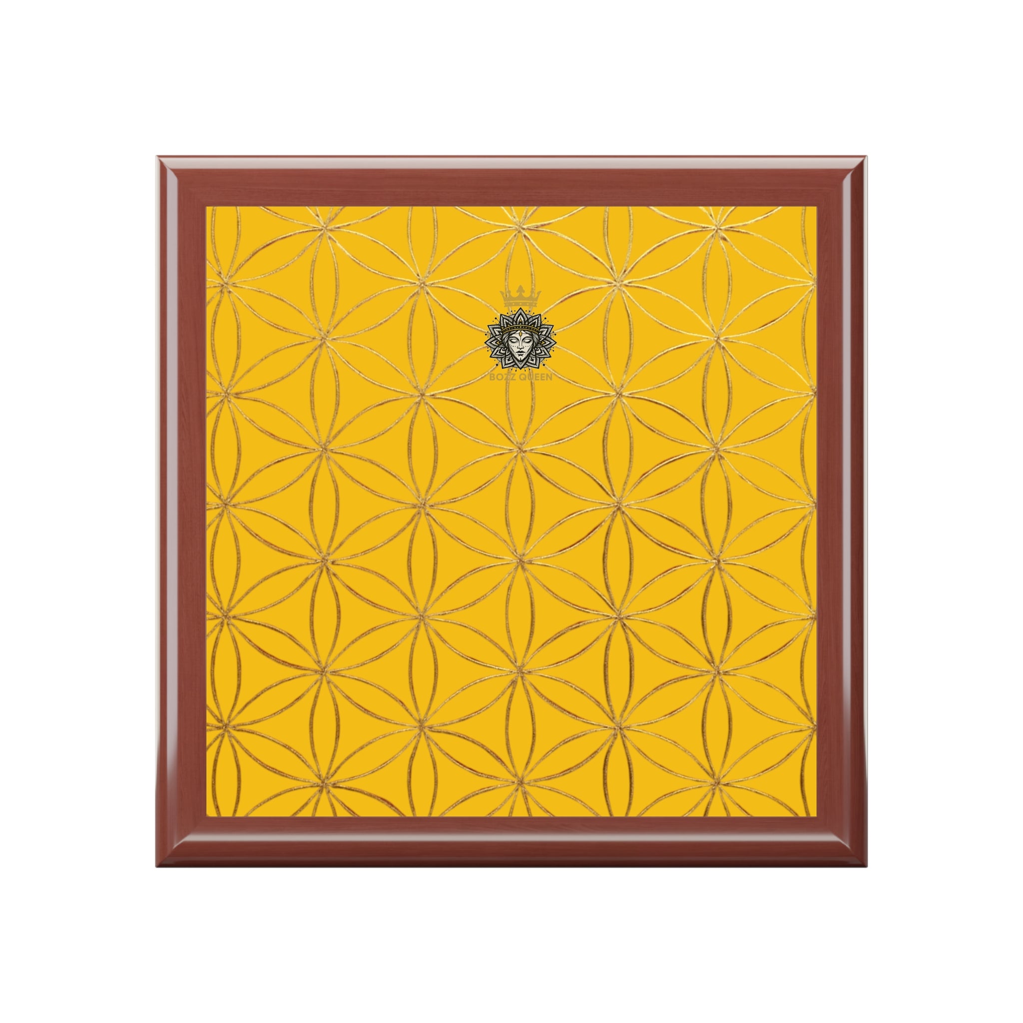 Flower of Life Jewelry Box - Yellow Elegant Keepsake Organizer