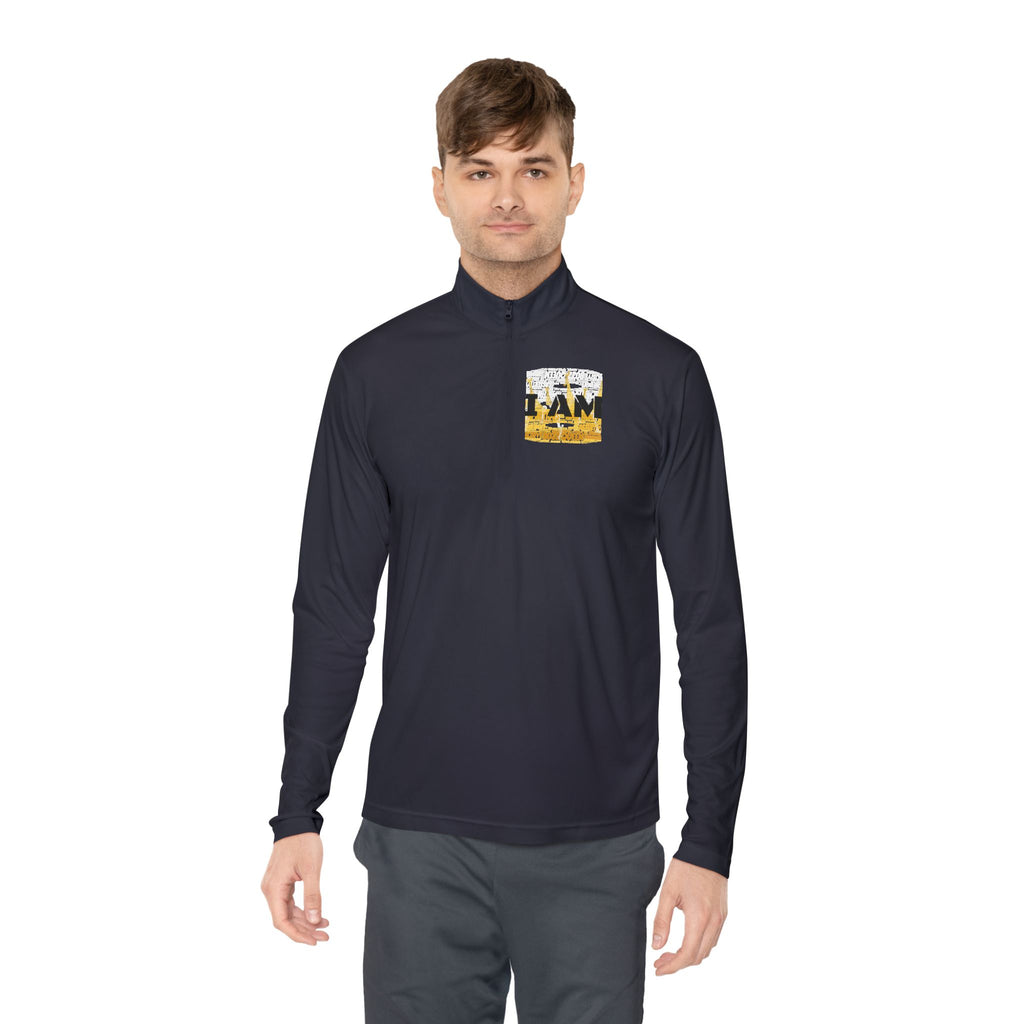 I AM Unisex Quarter-Zip Pullover - Motivational Activewear for Gym & Yoga