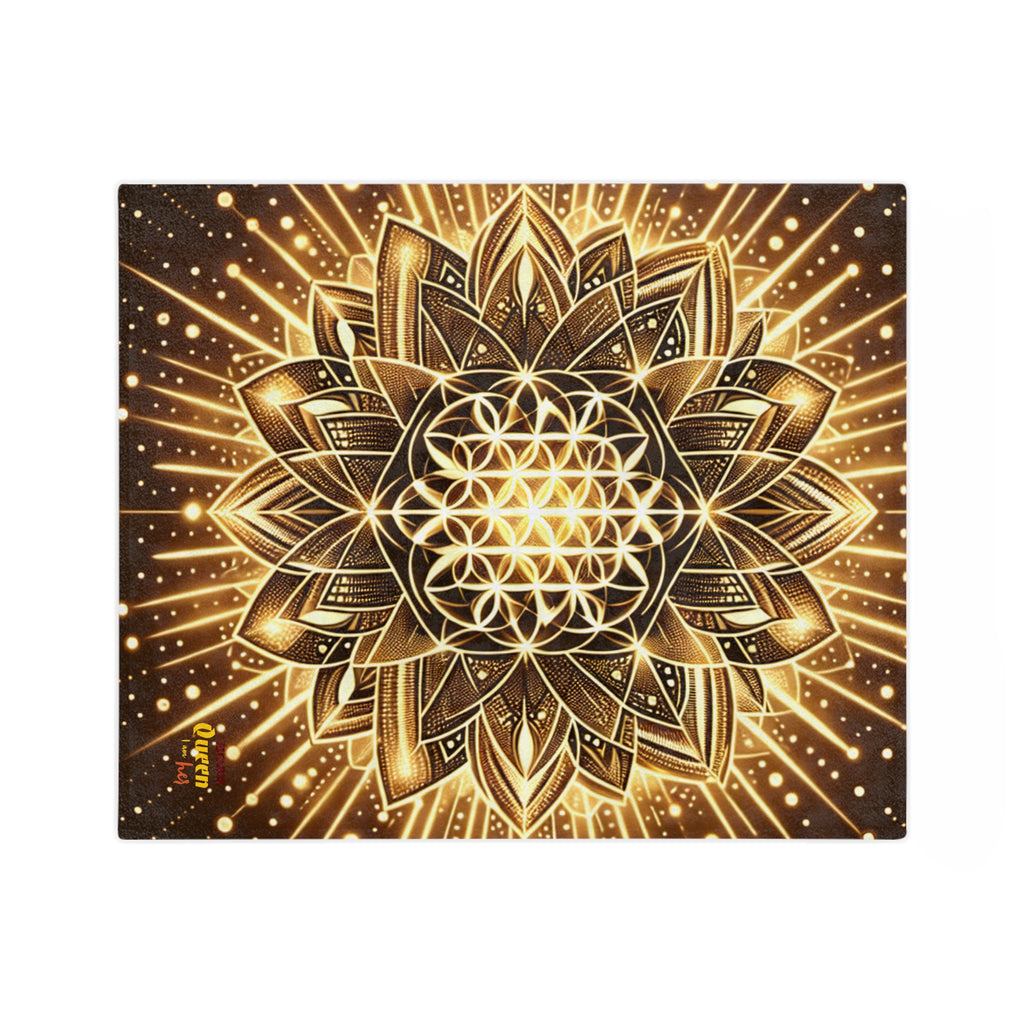 Golden Mandala Velveteen Blanket, Cozy Throw Blanket, Boho Home Decor, Yoga Lover Gift, Meditation Blanket, Warm Soft Blanket