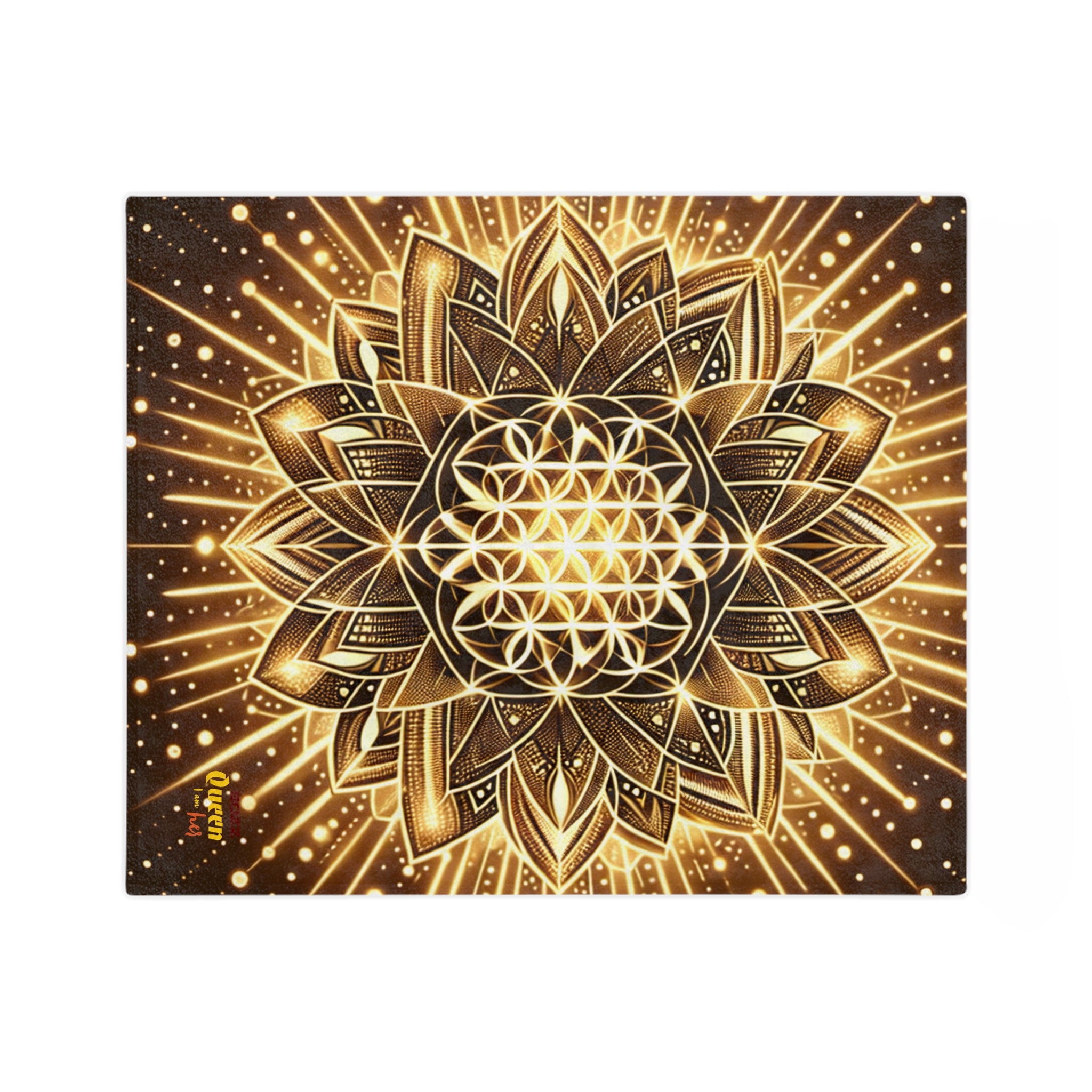 Golden Mandala Velveteen Blanket, Cozy Throw Blanket, Boho Home Decor, Yoga Lover Gift, Meditation Blanket, Warm Soft Blanket