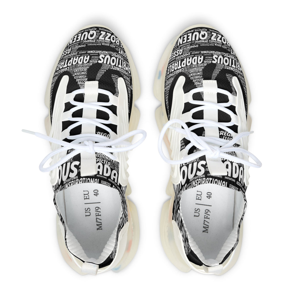 Bozz Queen Women's Mesh Sneakers - Ultra-Lightweight Black & White Athletic Shoes for Everyday Comfort & Style
