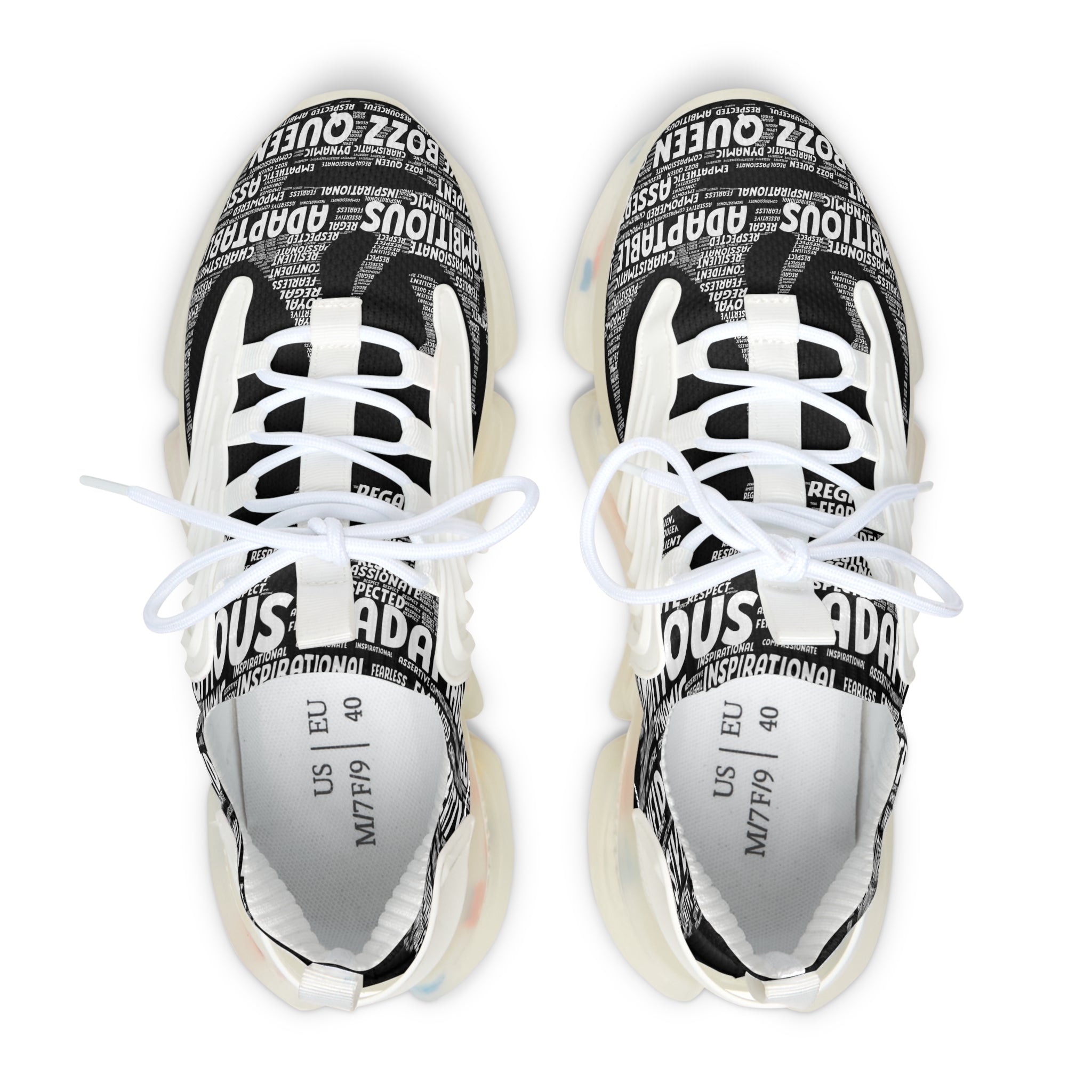 Bozz Queen Women's Mesh Sneakers - Ultra-Lightweight Black & White Athletic Shoes for Everyday Comfort & Style