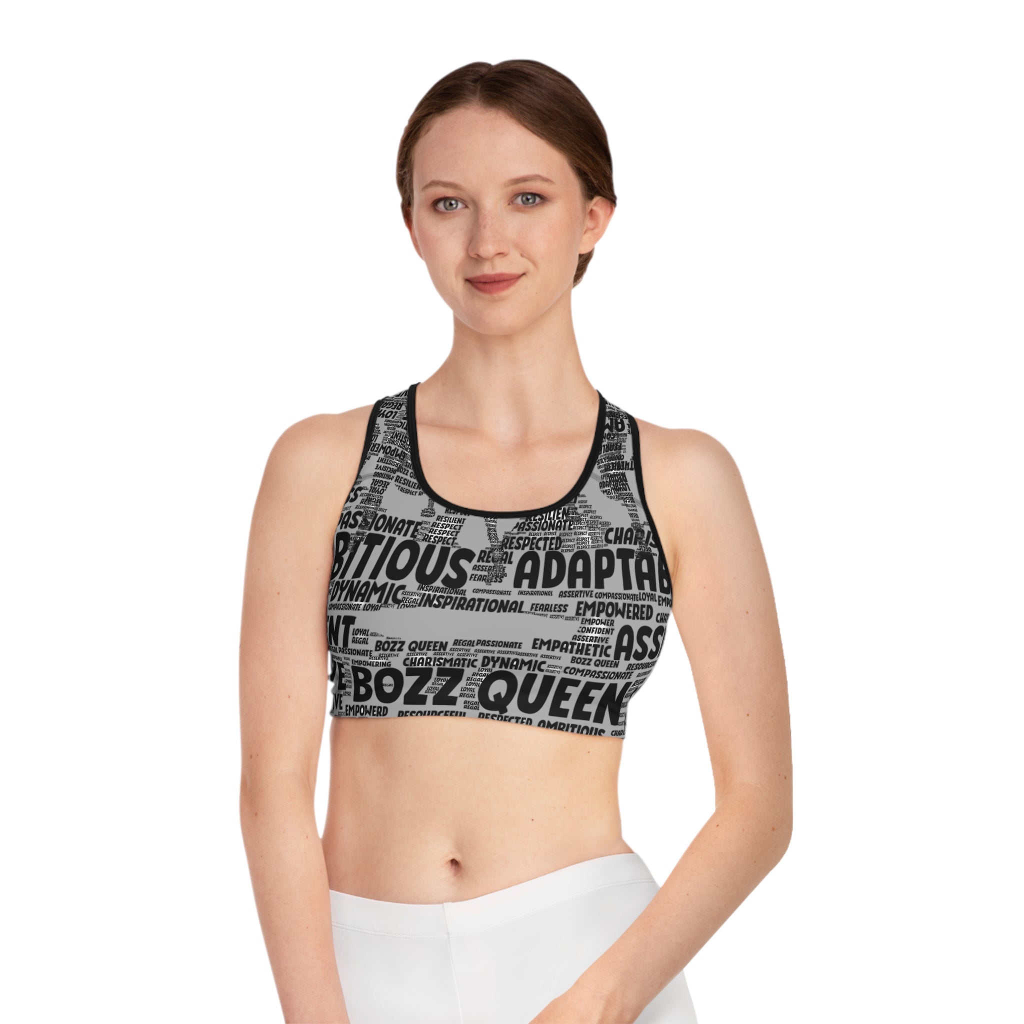 Empowering Sports Bra - Bozz Queen origin collection black and gray