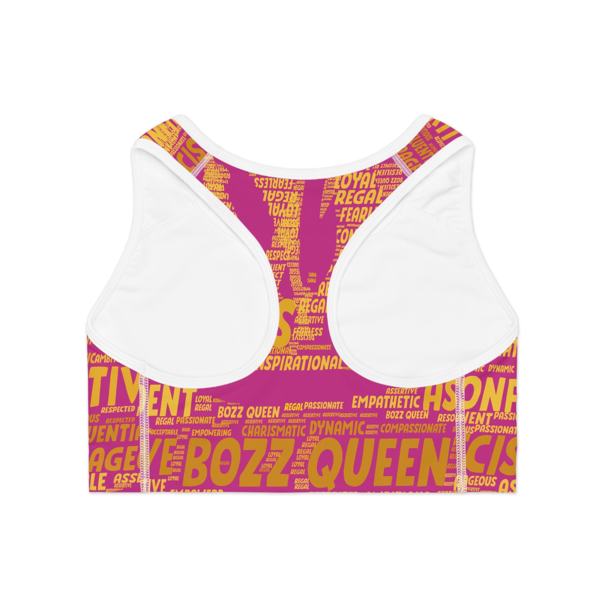 Empowered Words Sports Bra - Bozz Queen Origin Collection | Pink & Yellow