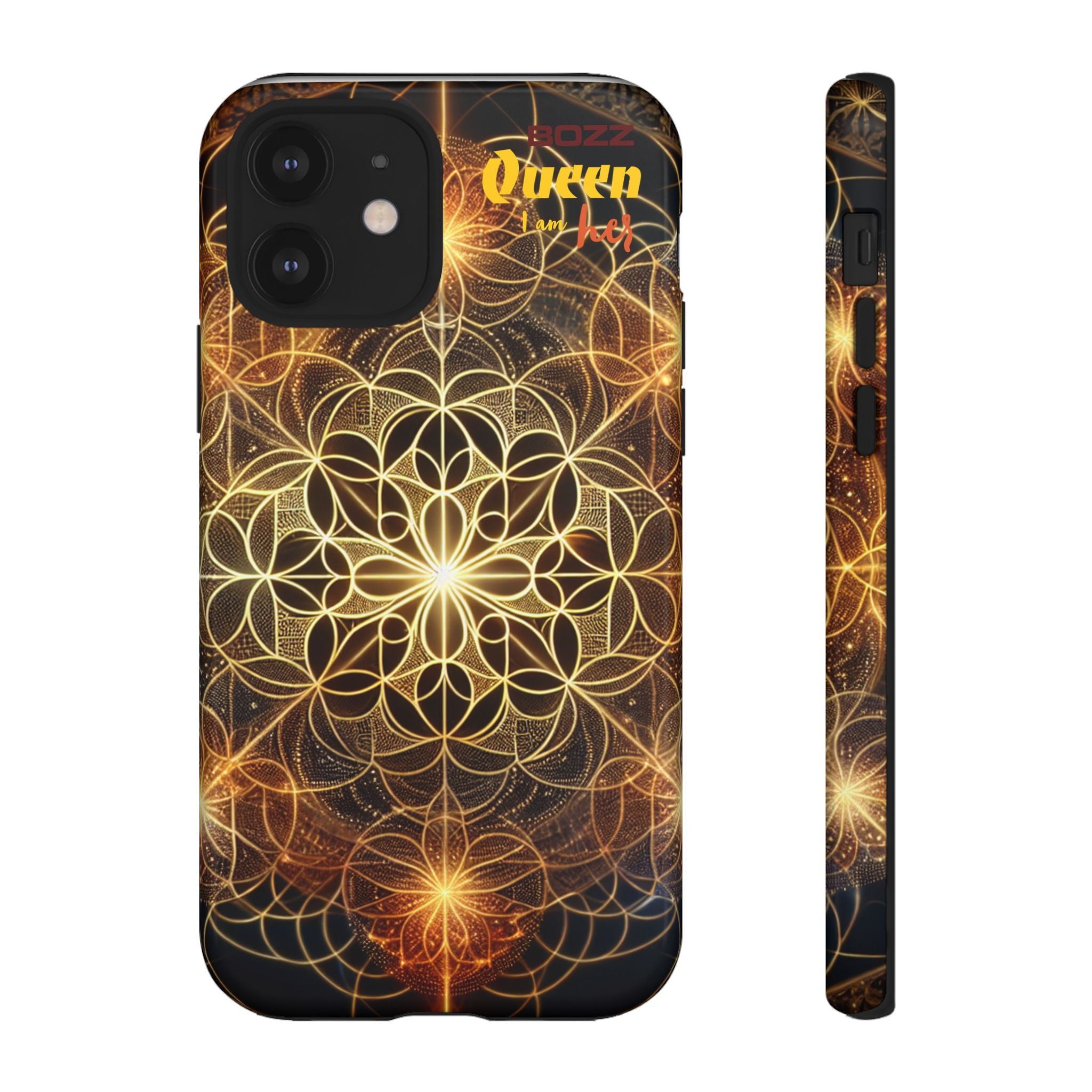 Golden Flower Mandala Phone Case, Tough Cases, Bohemian Phone Cover, Unique Gift for Him/Her, Spiritual and Artistic Design