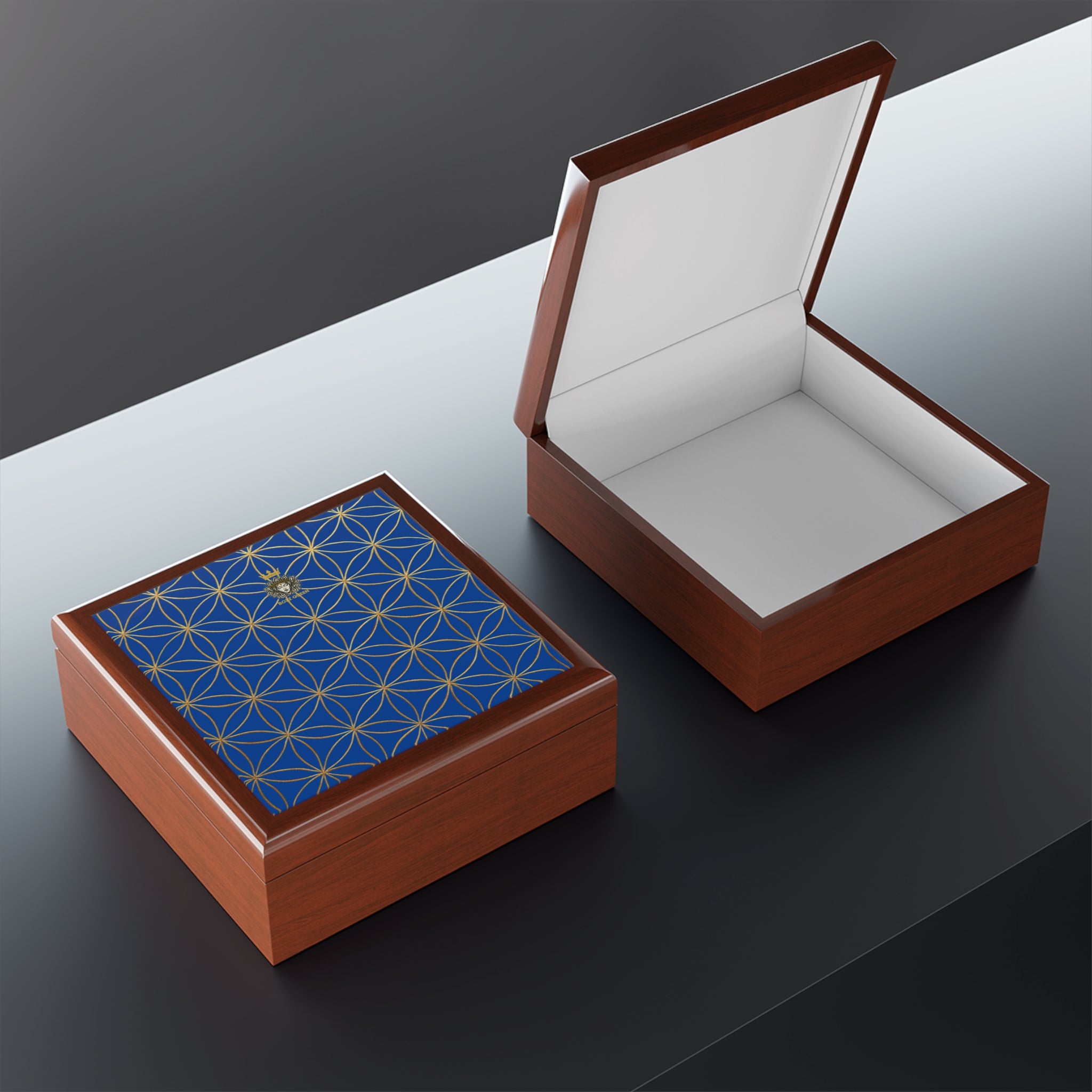 Flower of Life Jewelry Box - Blue Purple Elegant Keepsake Organizer