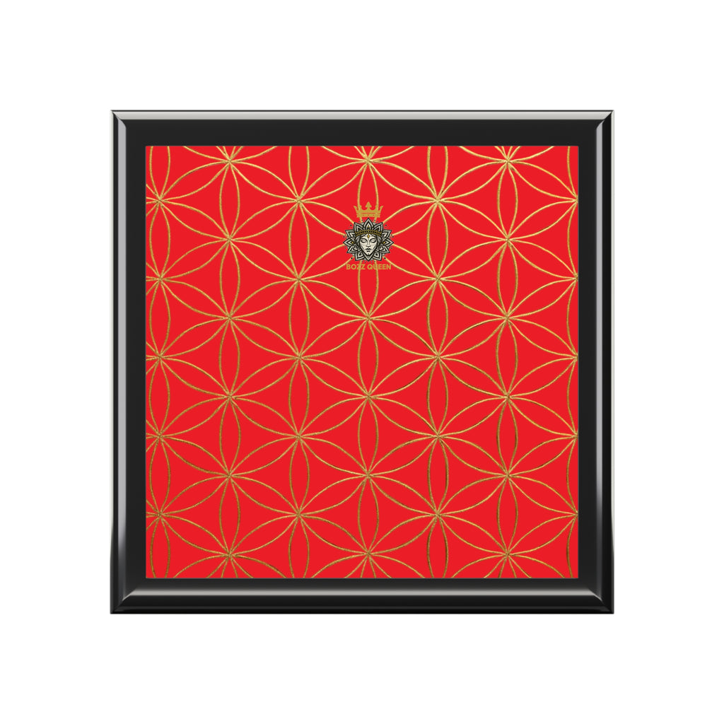 Flower of Life Jewelry Box - Royal Red Elegant Keepsake Organizer