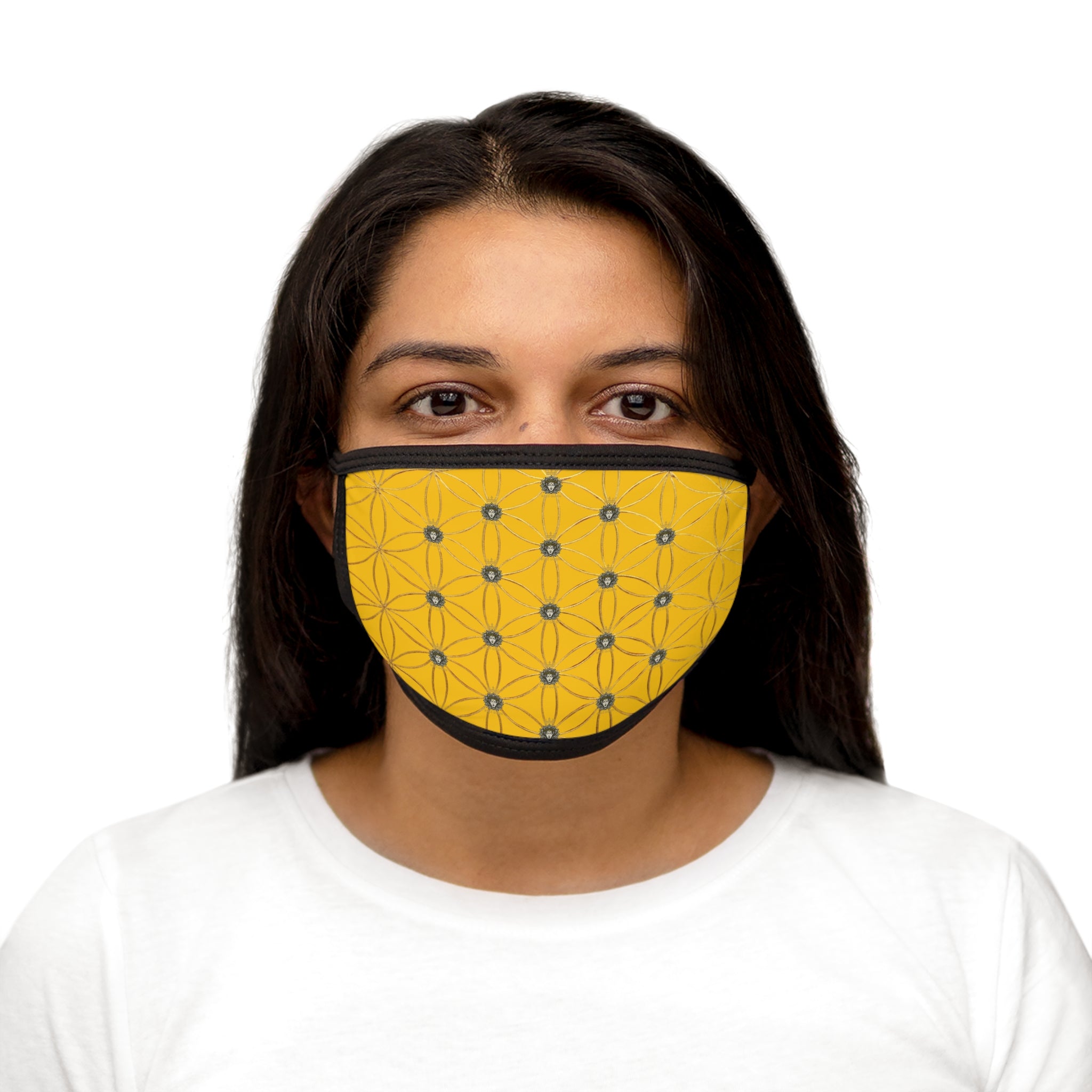 Bozz Queen Flower of Life Face Mask - Yellow & Gold Stylish Breathable Cloth Mask