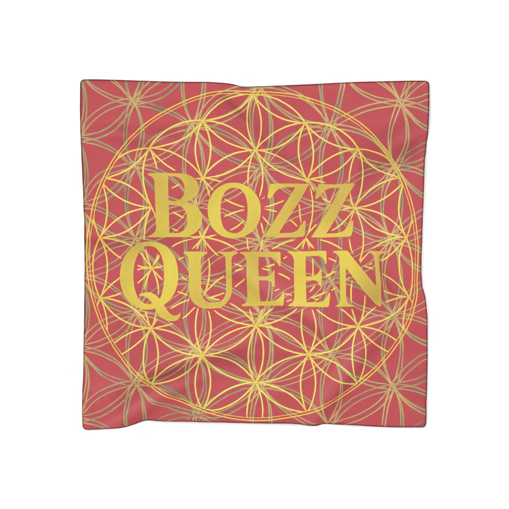 Bozz Queen Dark Red Poly Scarf - Vibrant Flower of Life Design for Stylish Women
