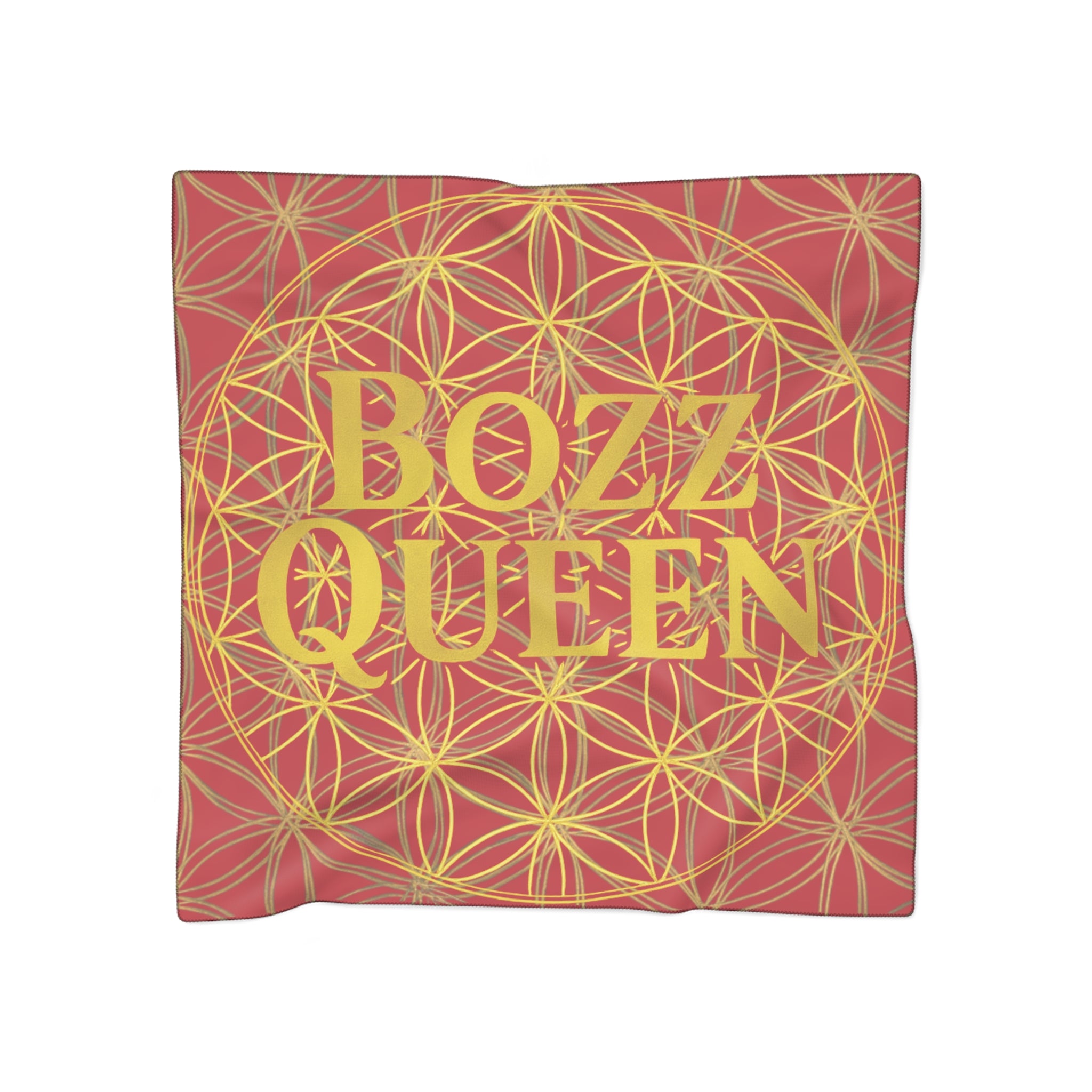 Bozz Queen Dark Red Poly Scarf - Vibrant Flower of Life Design for Stylish Women