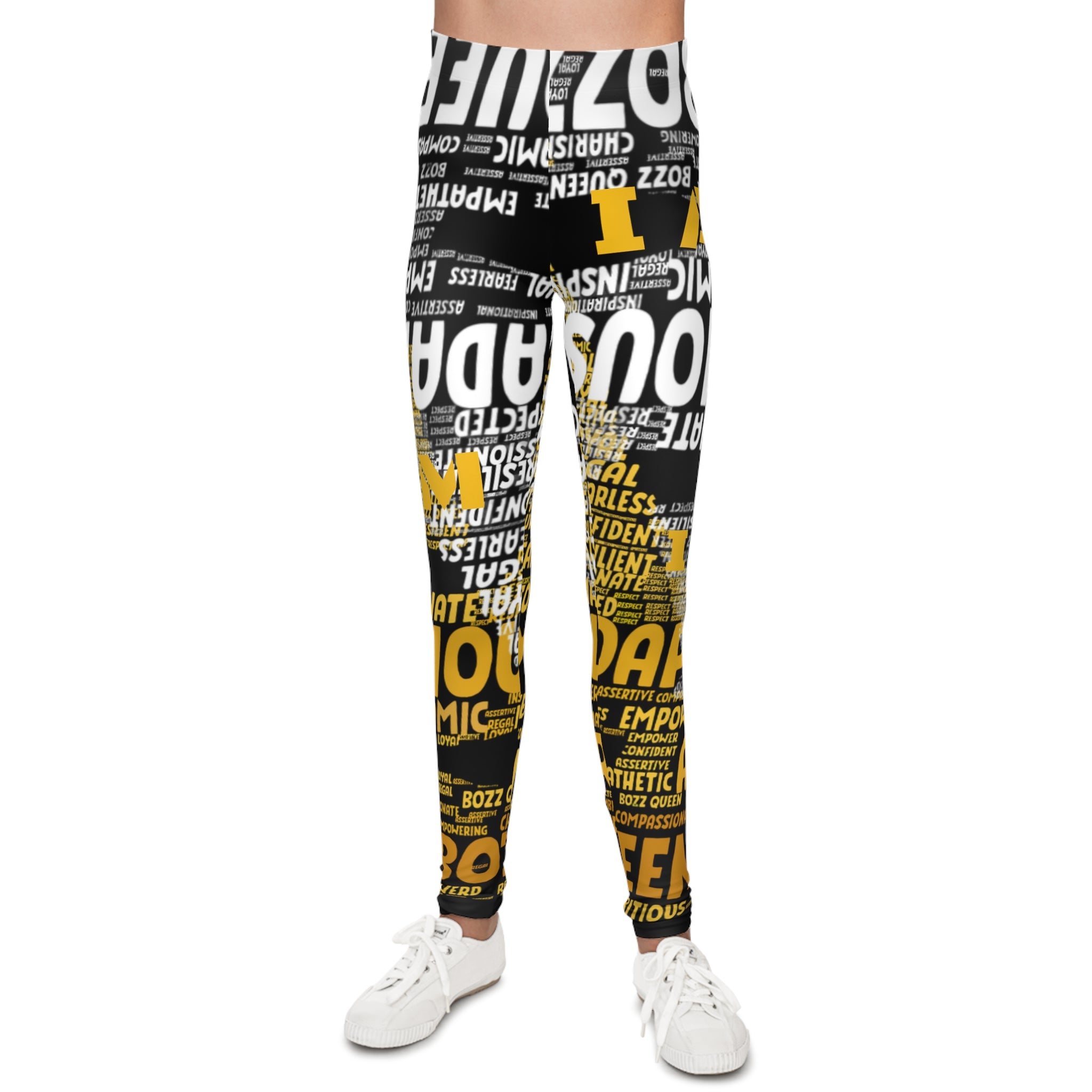 I AM Series Youth Leggings - Empowering Kids Activewear with All-Over Print