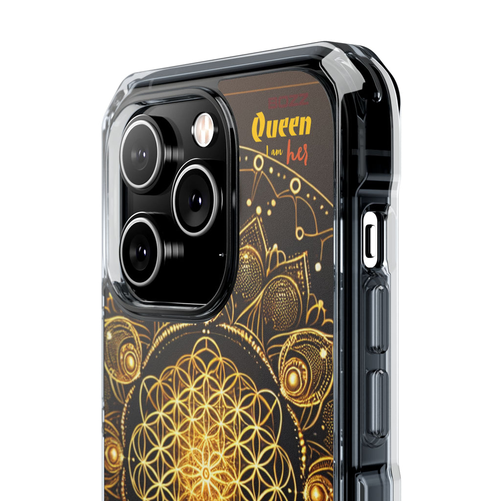 Magnetic Phone Case with Spiritual Mandala Design, Bozz Queen, Durable Clear Impact Case, Unique Gift for Spiritual Seekers, Phone Accessory