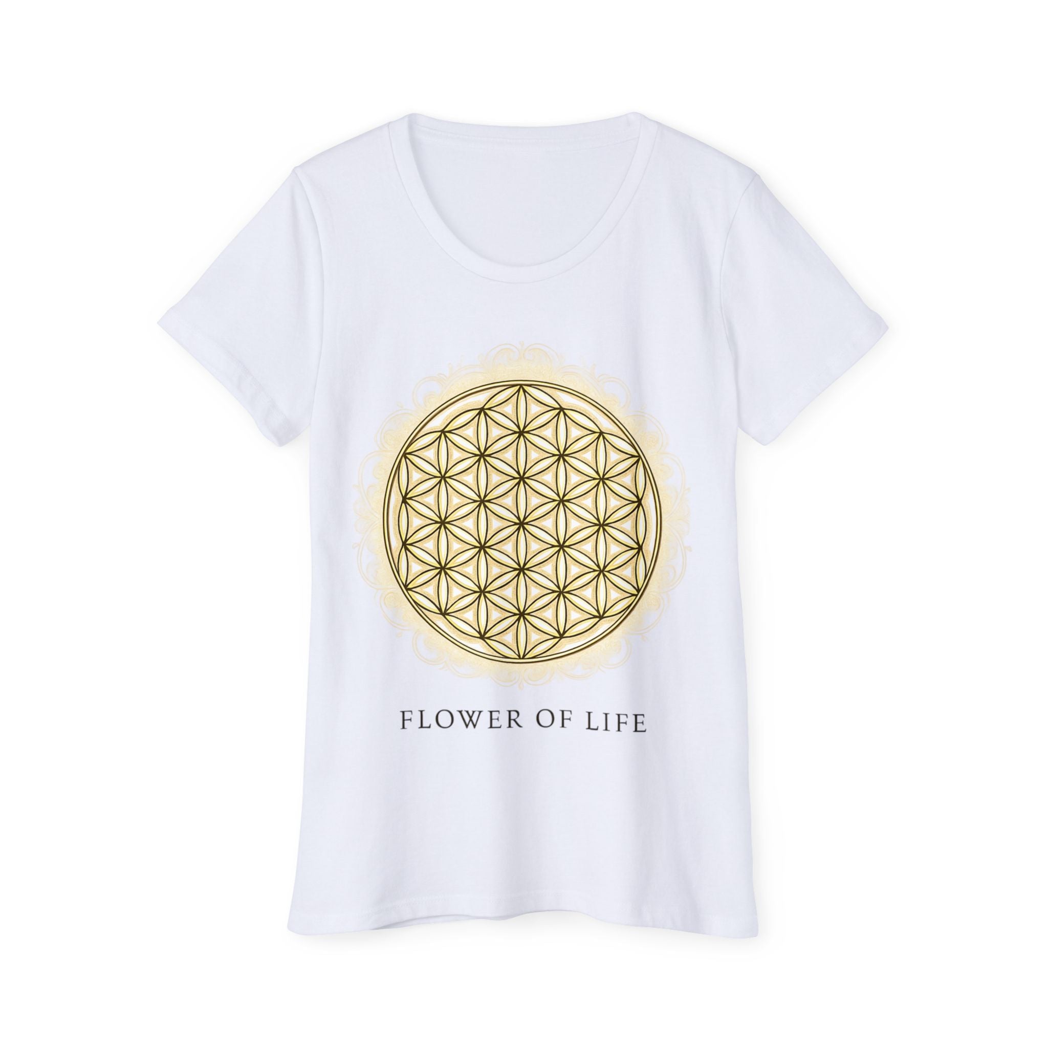 Bozz Queen Golden Flower of Life Sacred Geometry T-Shirt - Women's Organic Tee