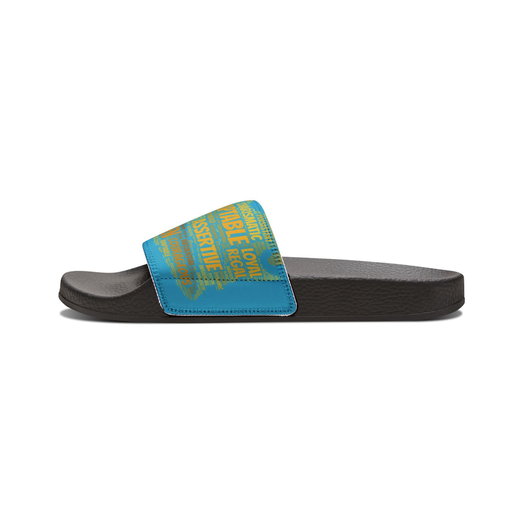 Bozz Queen Turquoise & Gold Women's Sandals - Removable Strap Beach Slides