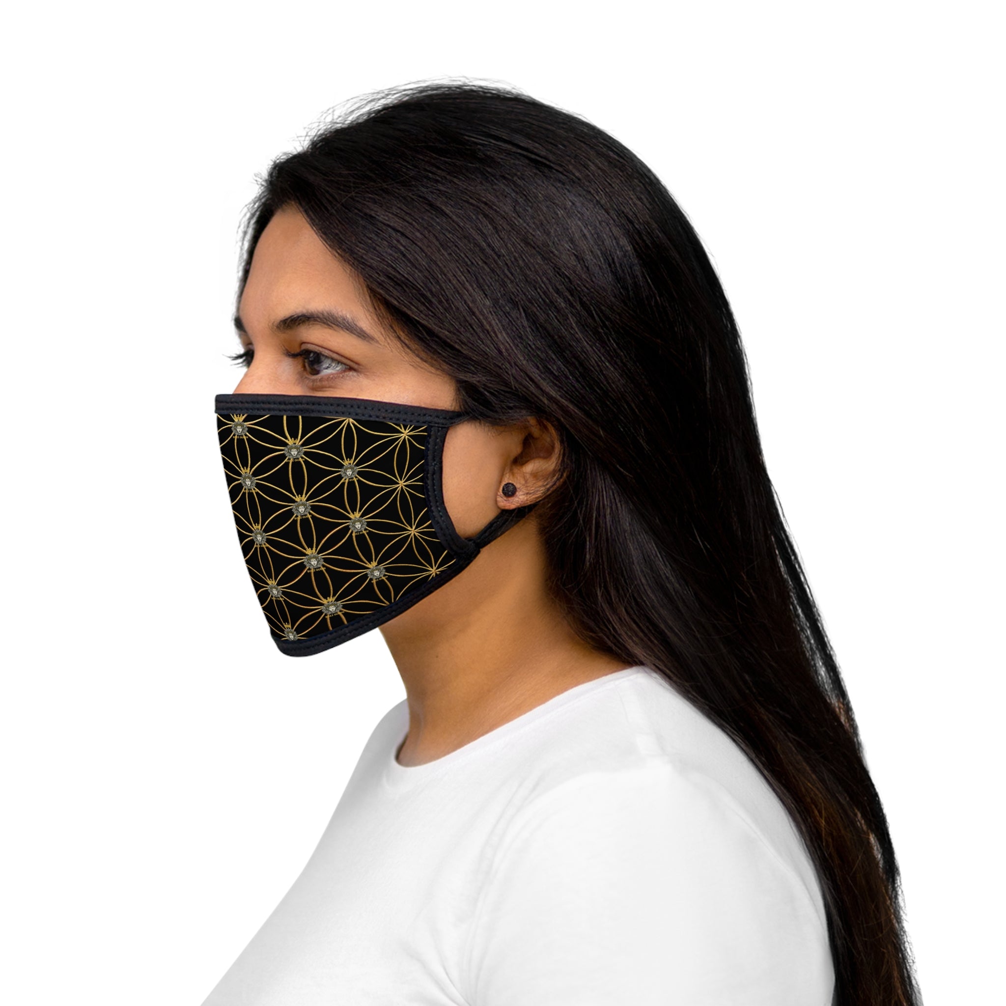 Bozz Queen Flower of Life Face Mask - Black & Gold Stylish Breathable Cloth Mask