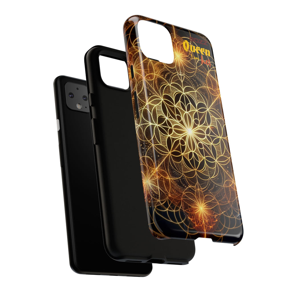 Golden Flower Mandala Phone Case, Tough Cases, Bohemian Phone Cover, Unique Gift for Him/Her, Spiritual and Artistic Design