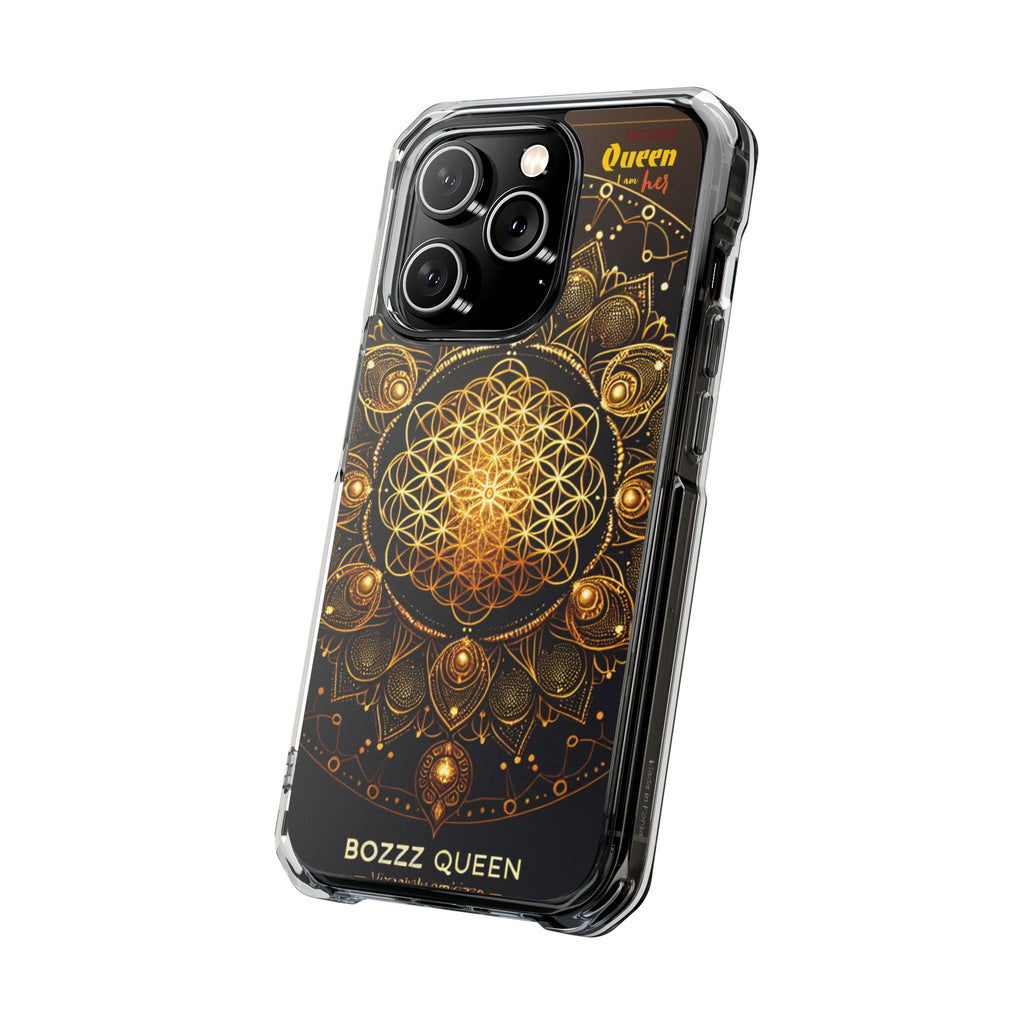 Magnetic Phone Case with Spiritual Mandala Design, Bozz Queen, Durable Clear Impact Case, Unique Gift for Spiritual Seekers, Phone Accessory