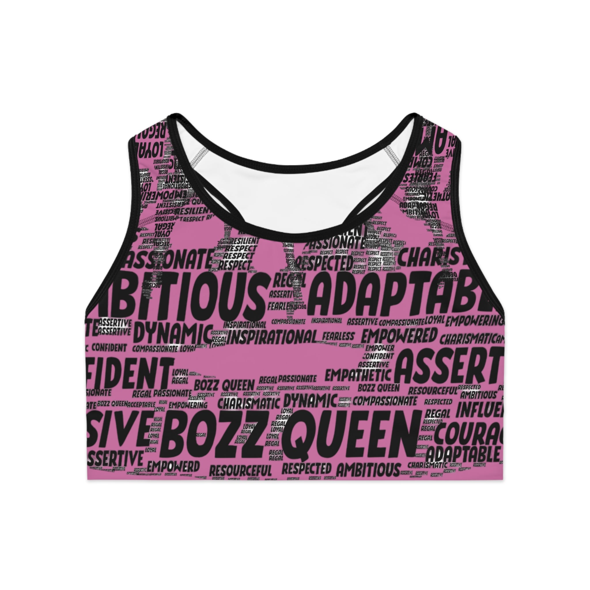 Empowering Sports Bra - Bozz Queen Origin Collection | Light Pink & Black