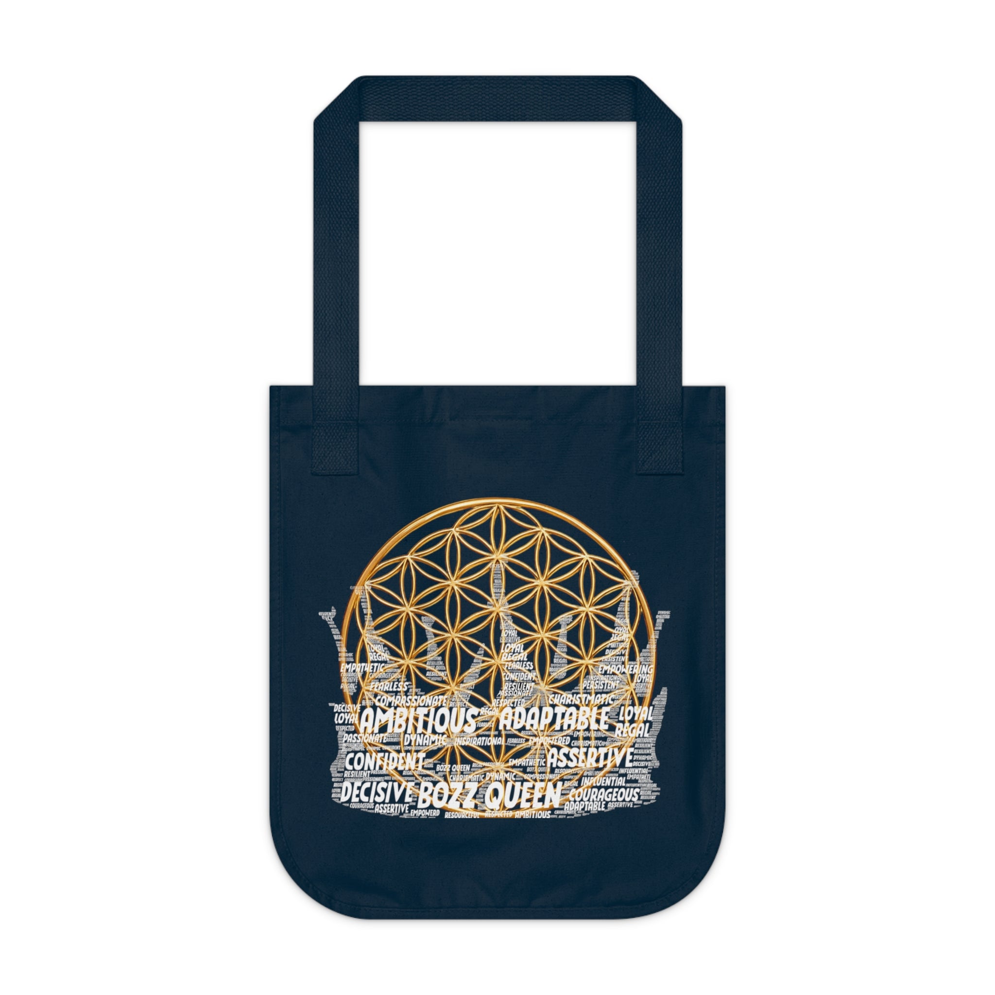 Bozz Queen I AM Series Organic Tote Bag - Sacred Geometry Eco-Friendly Canvas