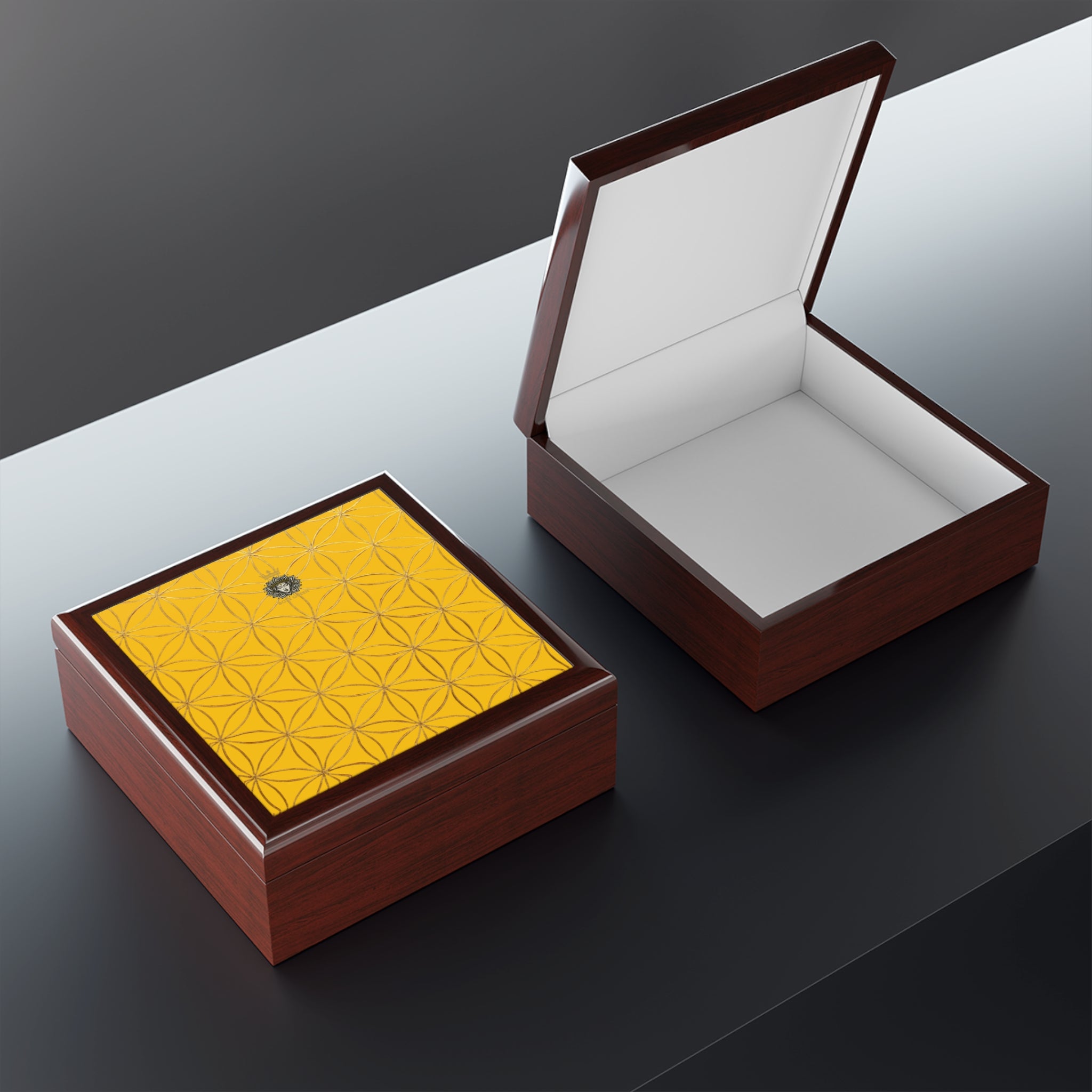 Flower of Life Jewelry Box - Yellow Elegant Keepsake Organizer