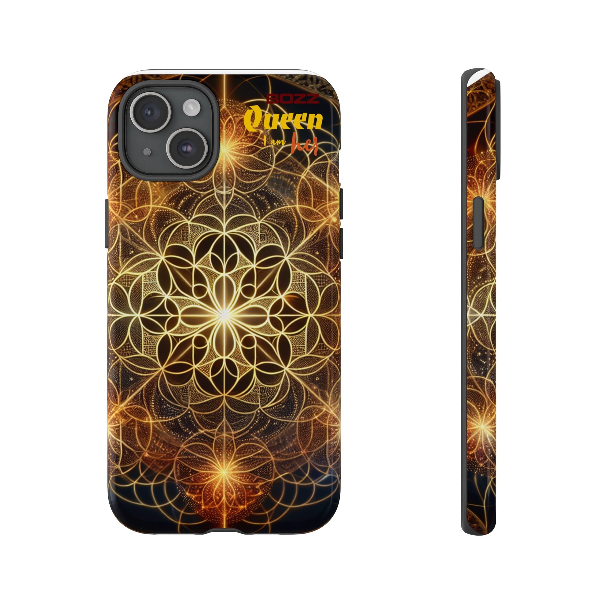 Golden Flower Mandala Phone Case, Tough Cases, Bohemian Phone Cover, Unique Gift for Him/Her, Spiritual and Artistic Design