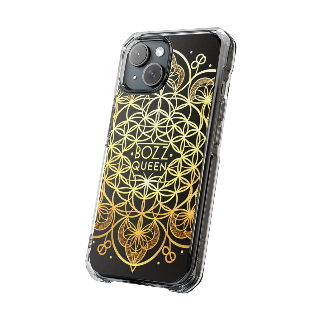 Magnetic Phone Case with Mandala Design, Boz Queen Protective Cover, Gift for Her, Bohemian Aesthetic, Unique Phone Accessory