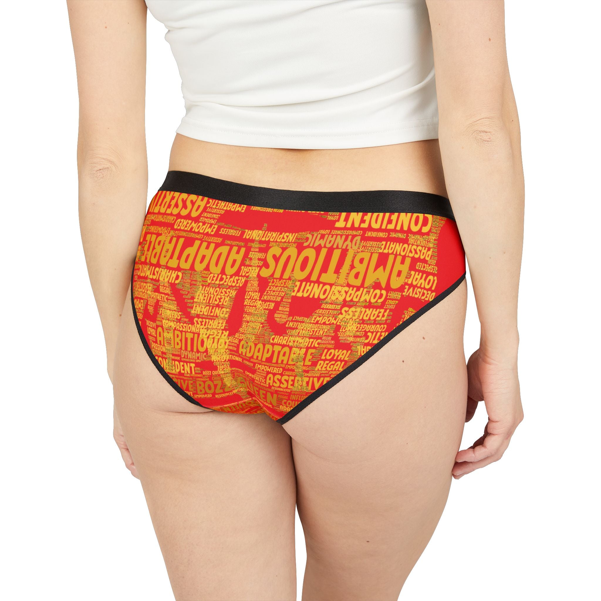 Women's Red Yellow Motivational Underwear - Bold Statement Lingerie
