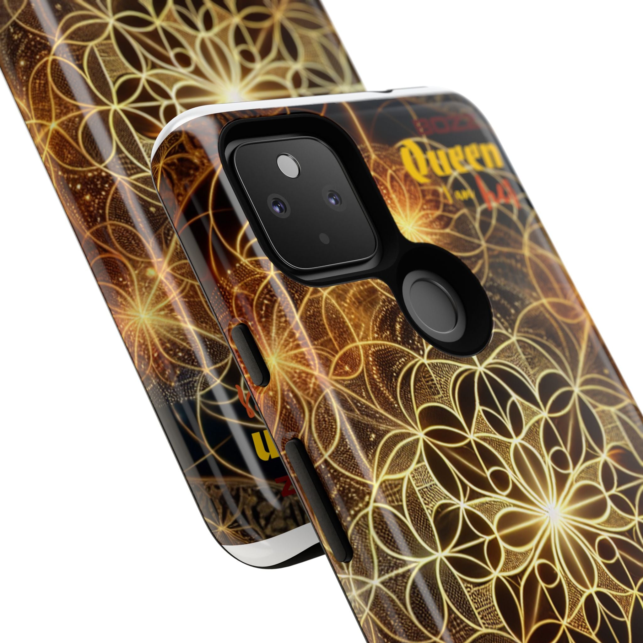 Golden Flower Mandala Phone Case, Tough Cases, Bohemian Phone Cover, Unique Gift for Him/Her, Spiritual and Artistic Design