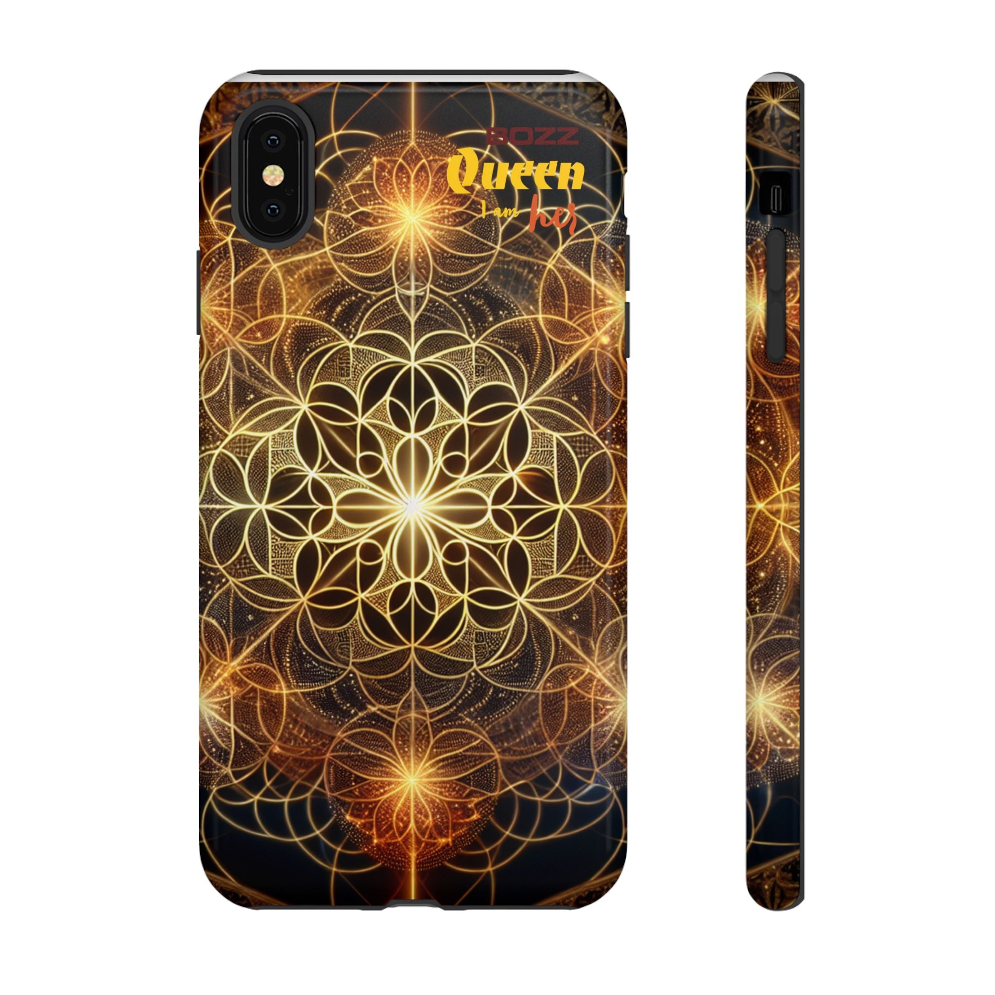 Golden Flower Mandala Phone Case, Tough Cases, Bohemian Phone Cover, Unique Gift for Him/Her, Spiritual and Artistic Design