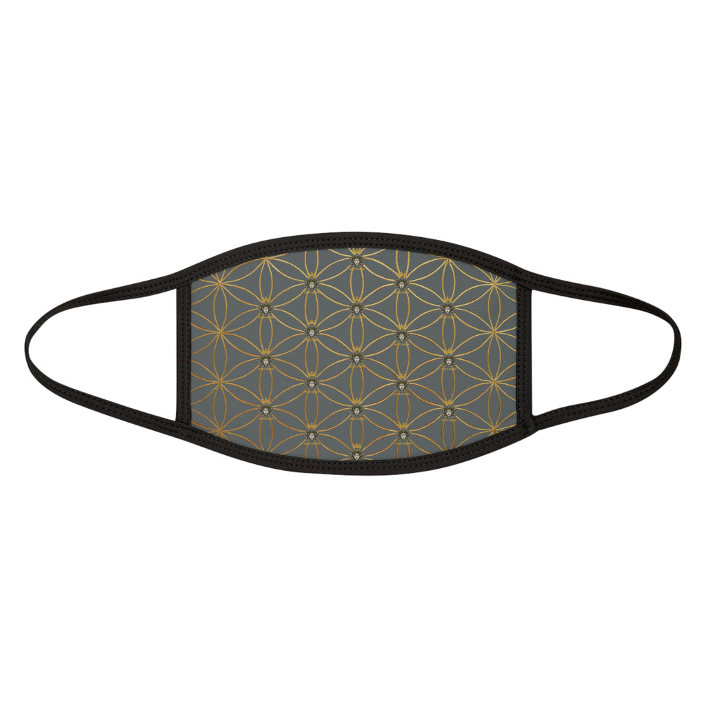 Bozz Queen Flower of Life Face Mask - Dark Grey & Gold Stylish Breathable Cloth Mask