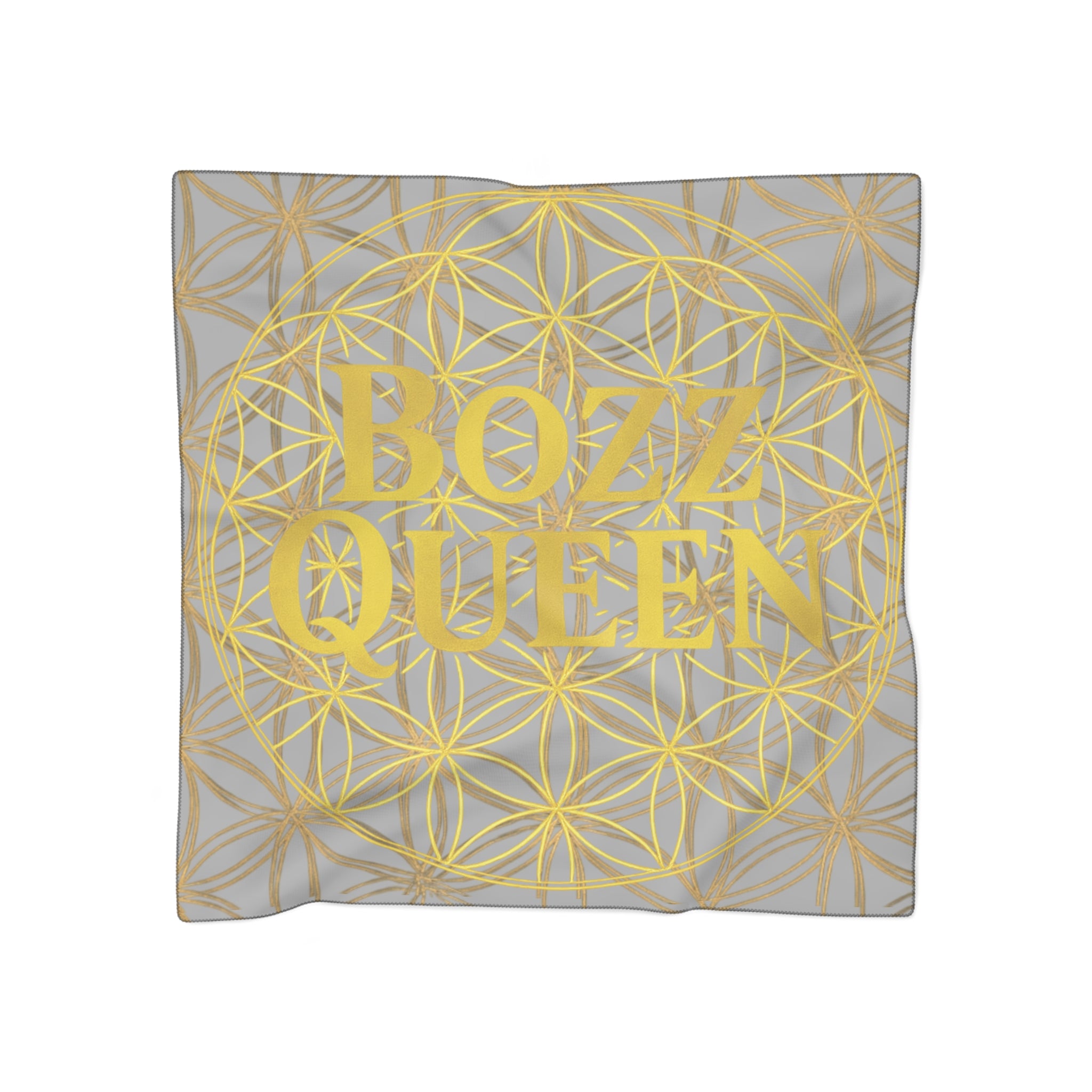 Bozz Queen Light Grey Poly Scarf - Vibrant Flower of Life Design for Stylish Women