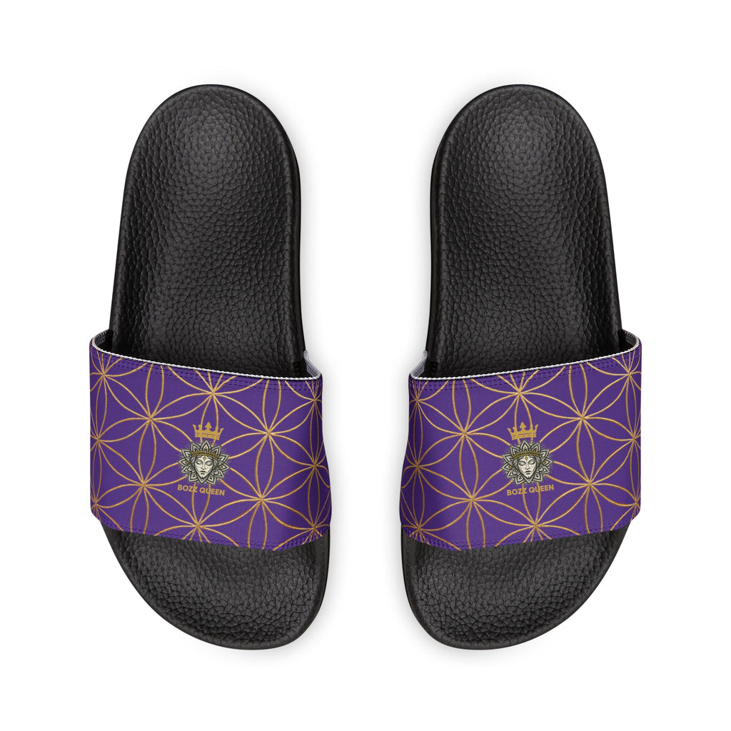 Bozz Queen Purple Flower of Life Women's Sandals - Removable Strap Beach Slides