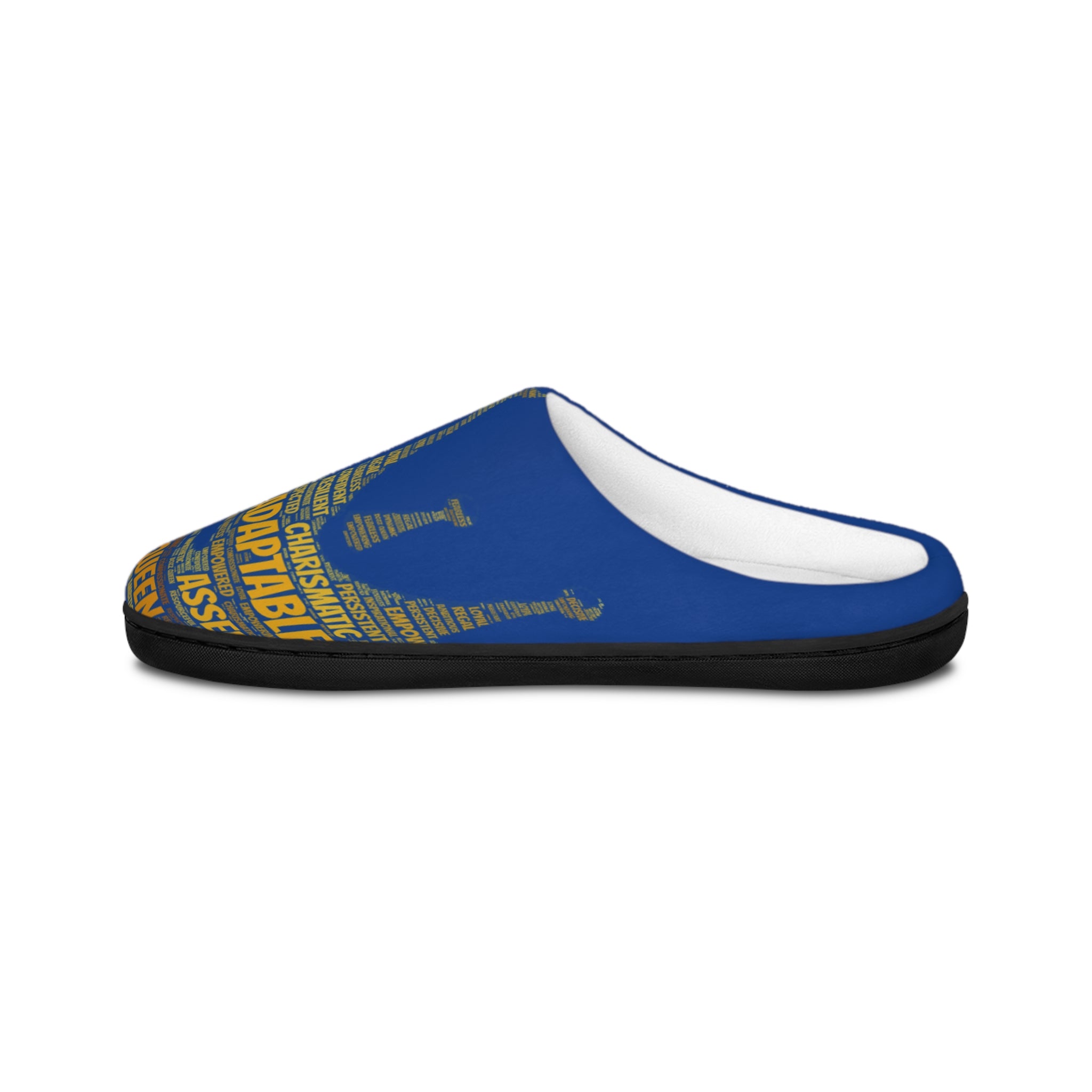 Bozz Queen Dark Blue & Gold Women's Indoor Slippers - Soft Flannel House Shoes
