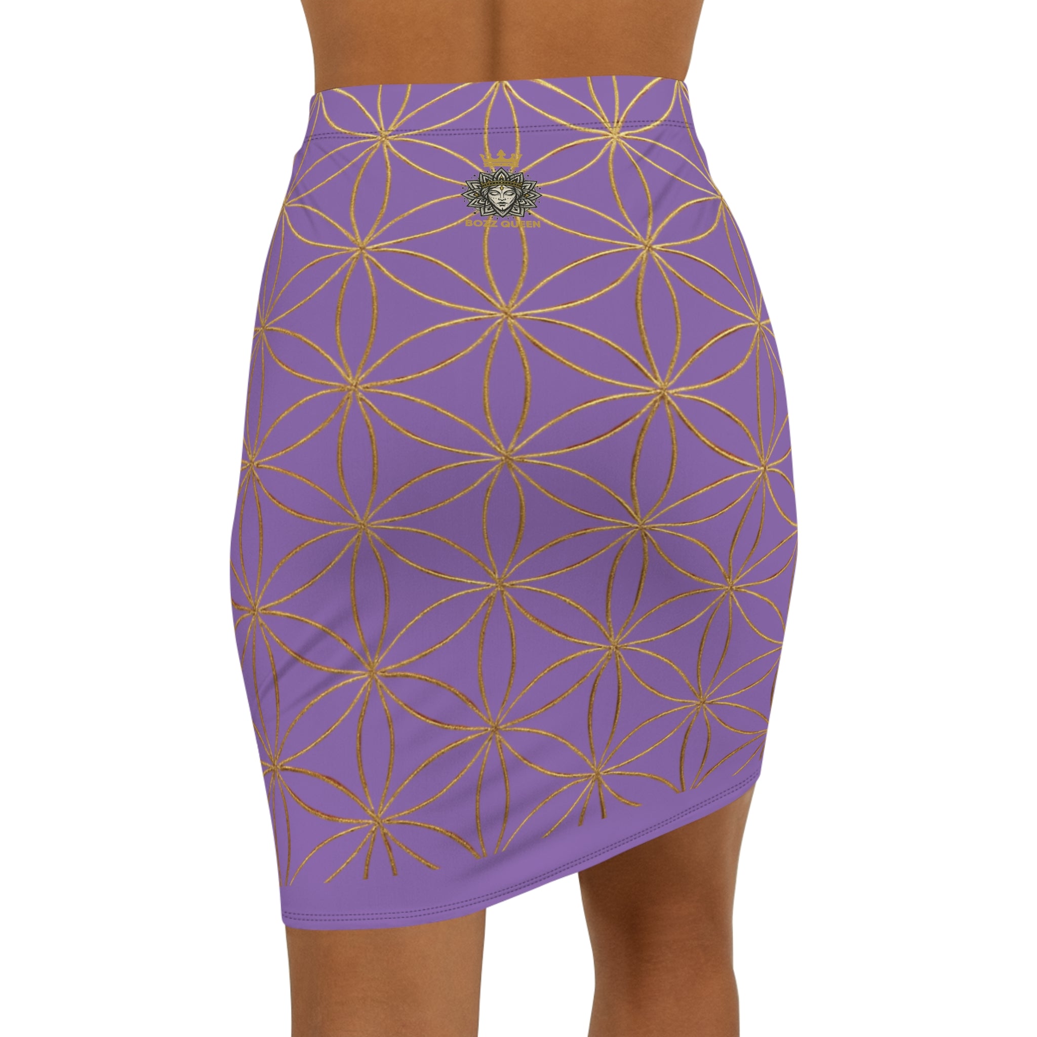 Light Purple Flower of Life Pencil Skirt - Women's Chic Office & Date Night Skirt