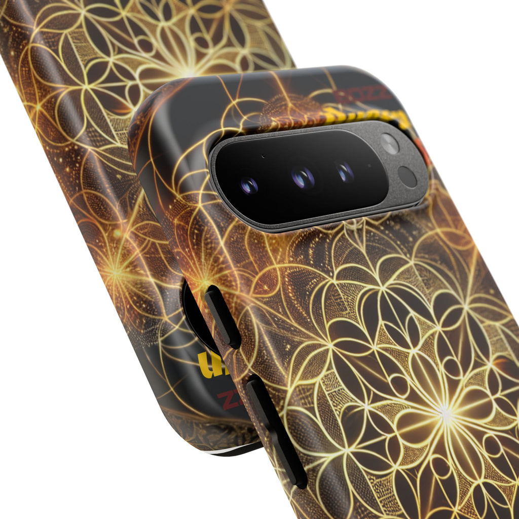 Golden Flower Mandala Phone Case, Tough Cases, Bohemian Phone Cover, Unique Gift for Him/Her, Spiritual and Artistic Design