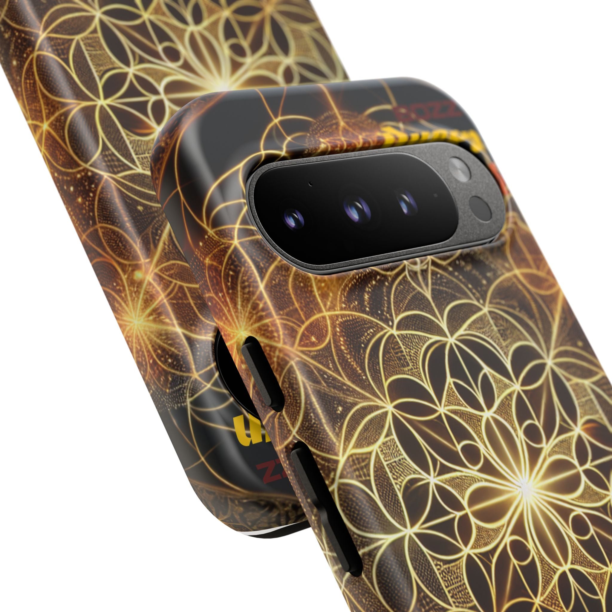 Golden Flower Mandala Phone Case, Tough Cases, Bohemian Phone Cover, Unique Gift for Him/Her, Spiritual and Artistic Design