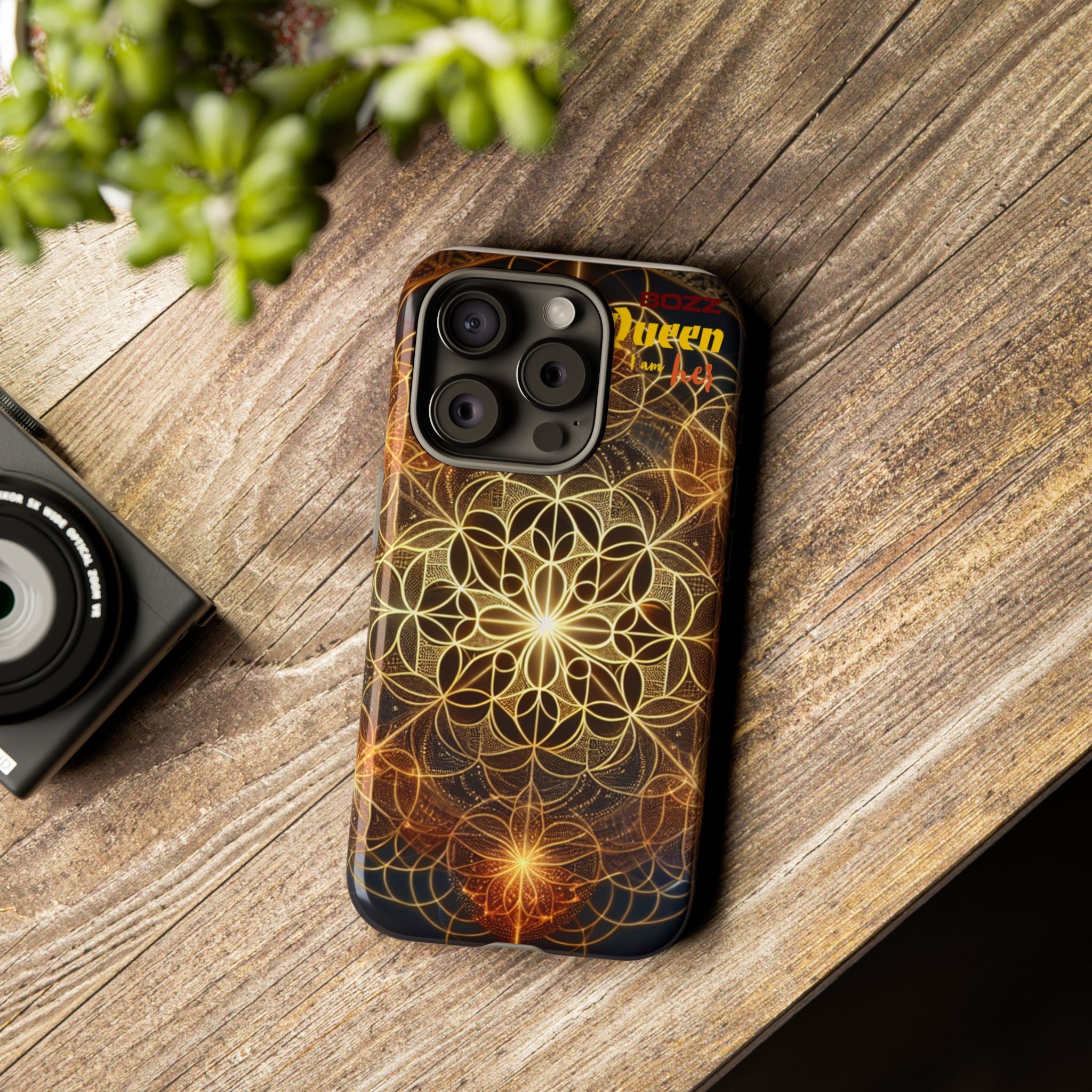 Golden Flower Mandala Phone Case, Tough Cases, Bohemian Phone Cover, Unique Gift for Him/Her, Spiritual and Artistic Design