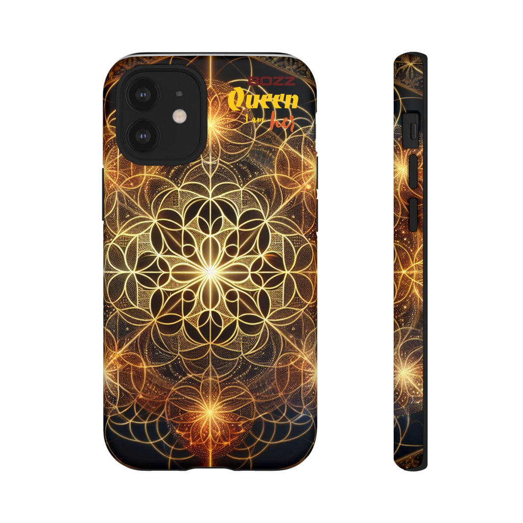 Golden Flower Mandala Phone Case, Tough Cases, Bohemian Phone Cover, Unique Gift for Him/Her, Spiritual and Artistic Design