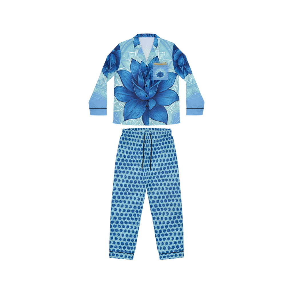 Throat Chakra Elegant Women's Satin Pajamas Set - Luxurious Sleepwear Gift