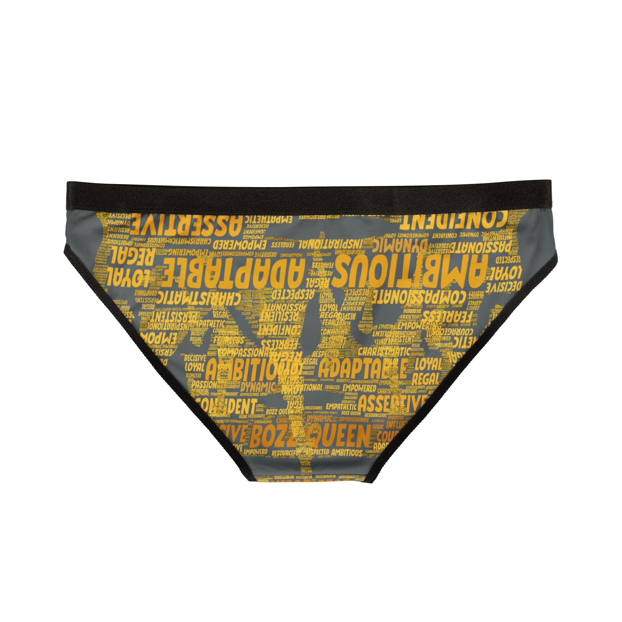Women's Dark Grey Yellow Motivational Underwear - Bold Statement Lingerie