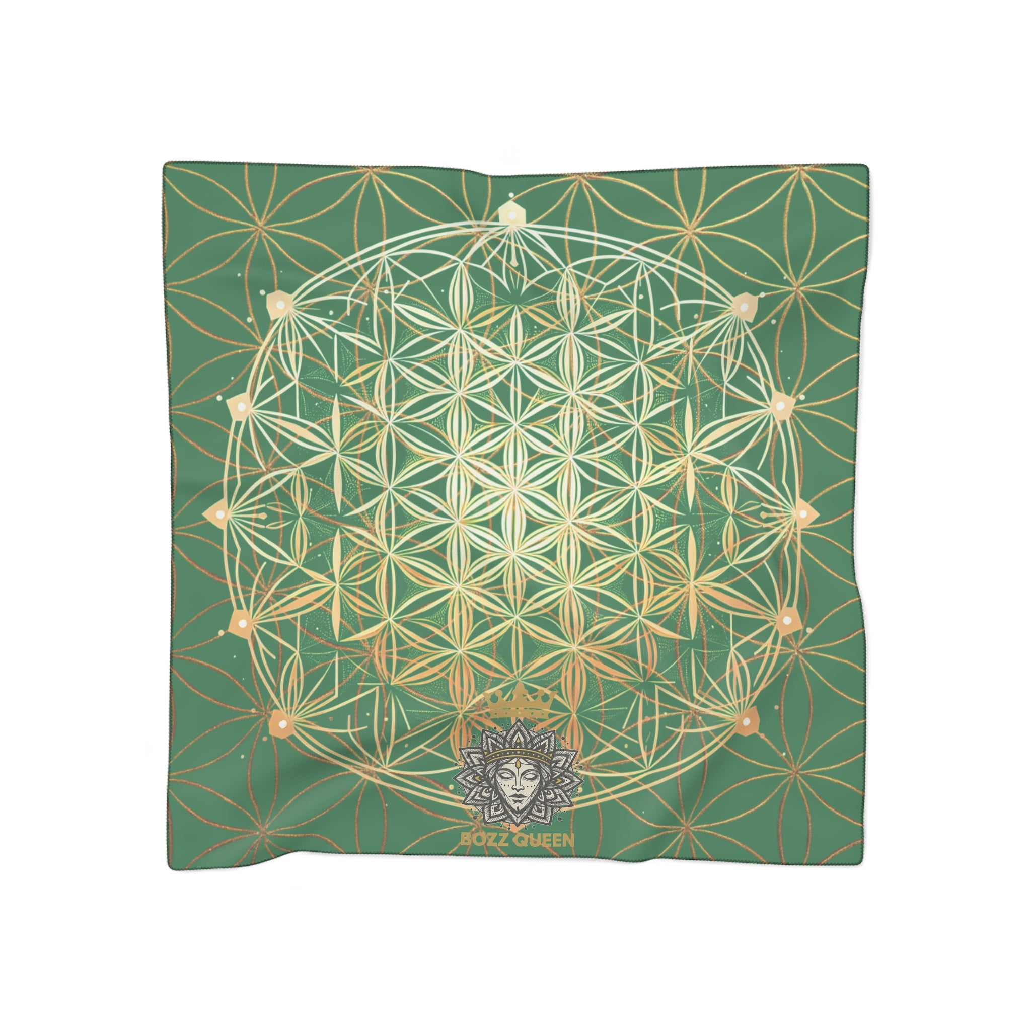 Flower of Life Dark Green Scarf - Sacred Geometry Spiritual Accessory