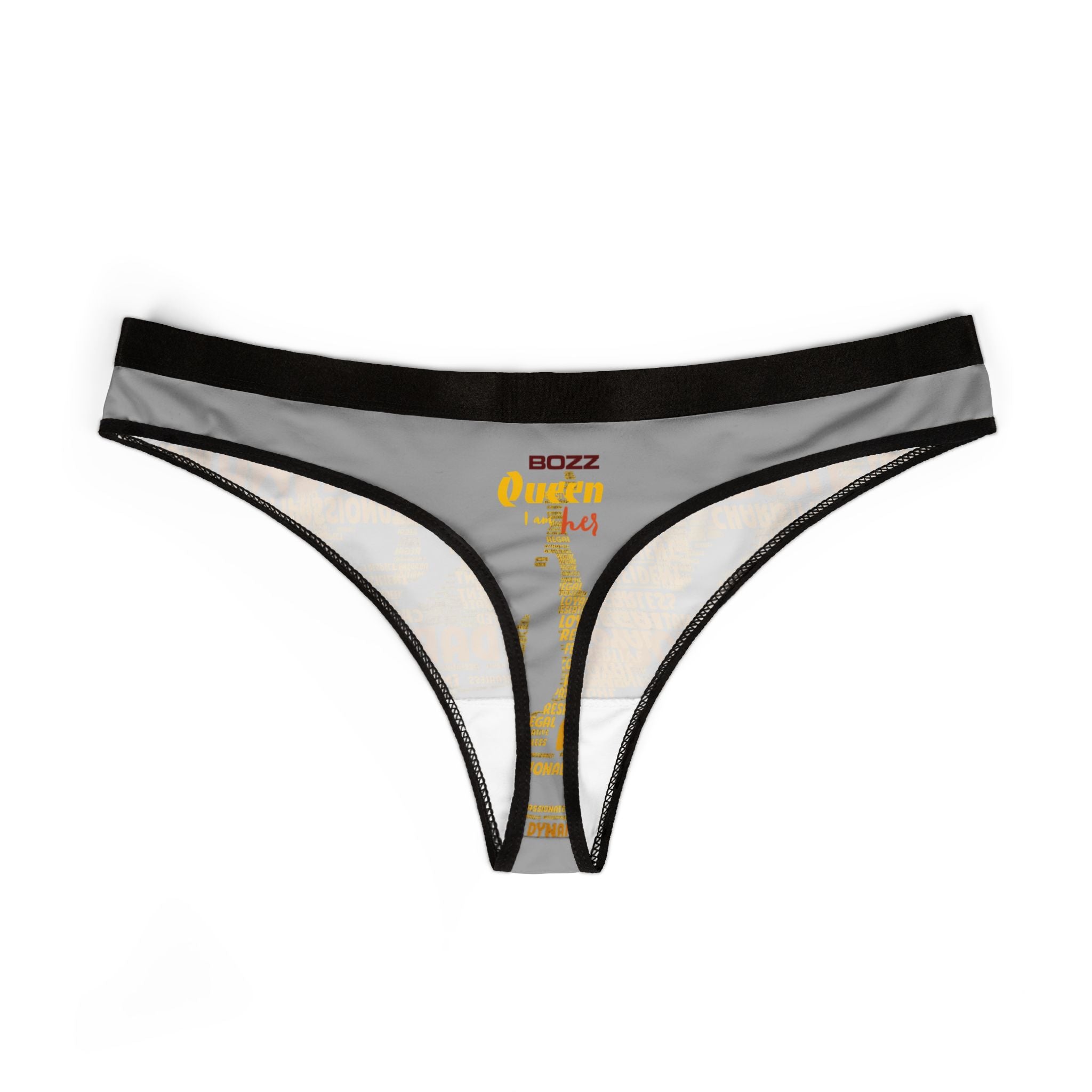 Women's Light Grey Yellow Thongs - Bold Statement Motivational Lingerie