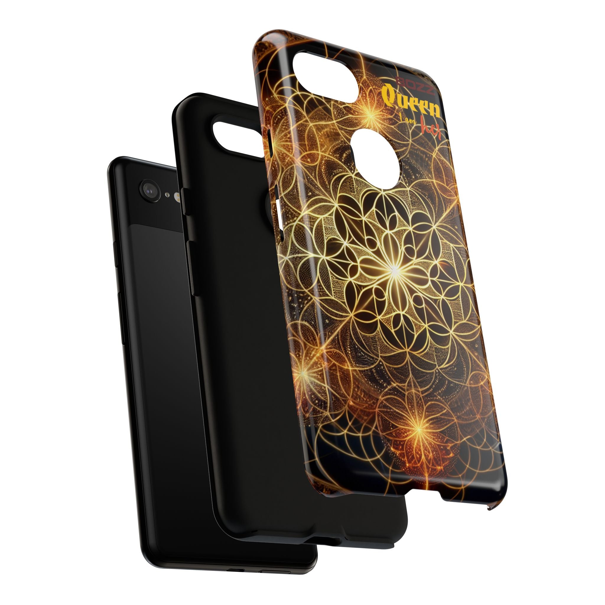 Golden Flower Mandala Phone Case, Tough Cases, Bohemian Phone Cover, Unique Gift for Him/Her, Spiritual and Artistic Design