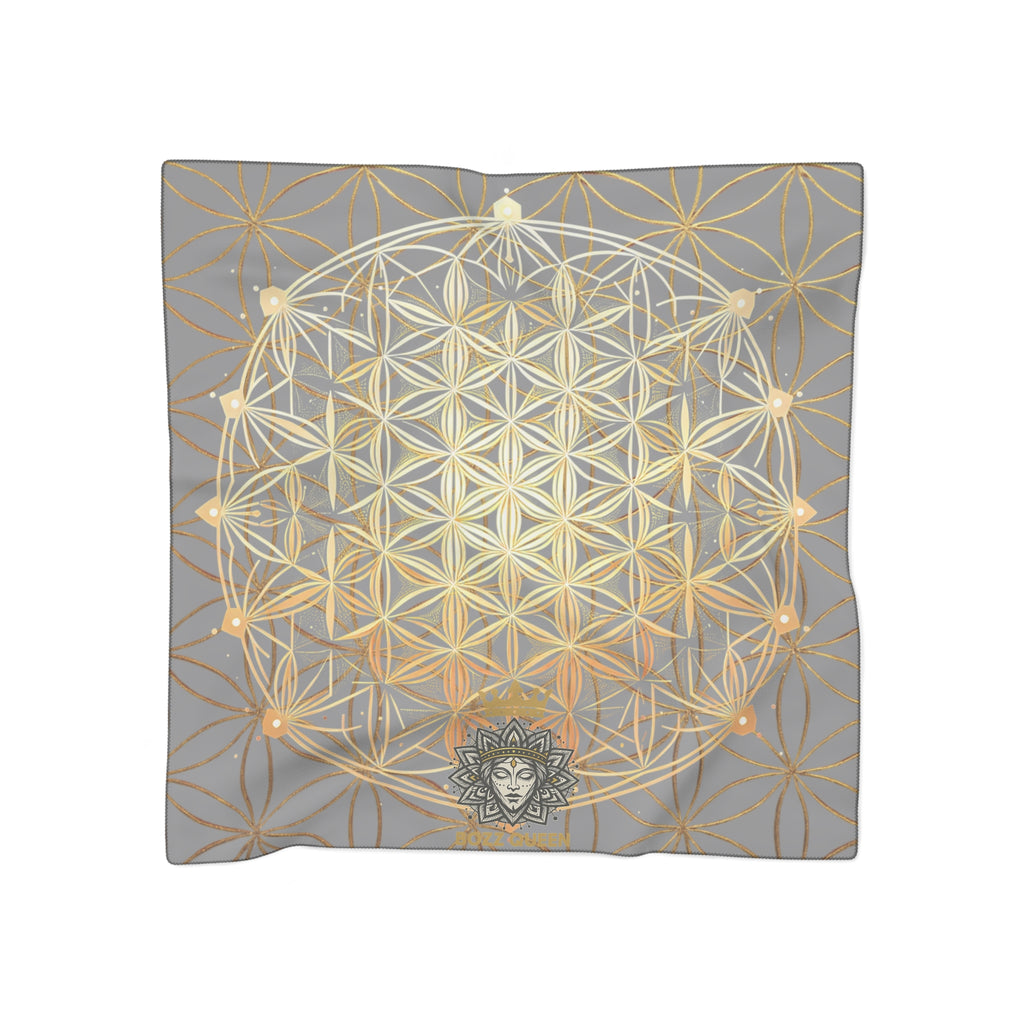 Flower of Life Grey Scarf - Sacred Geometry Spiritual Accessory