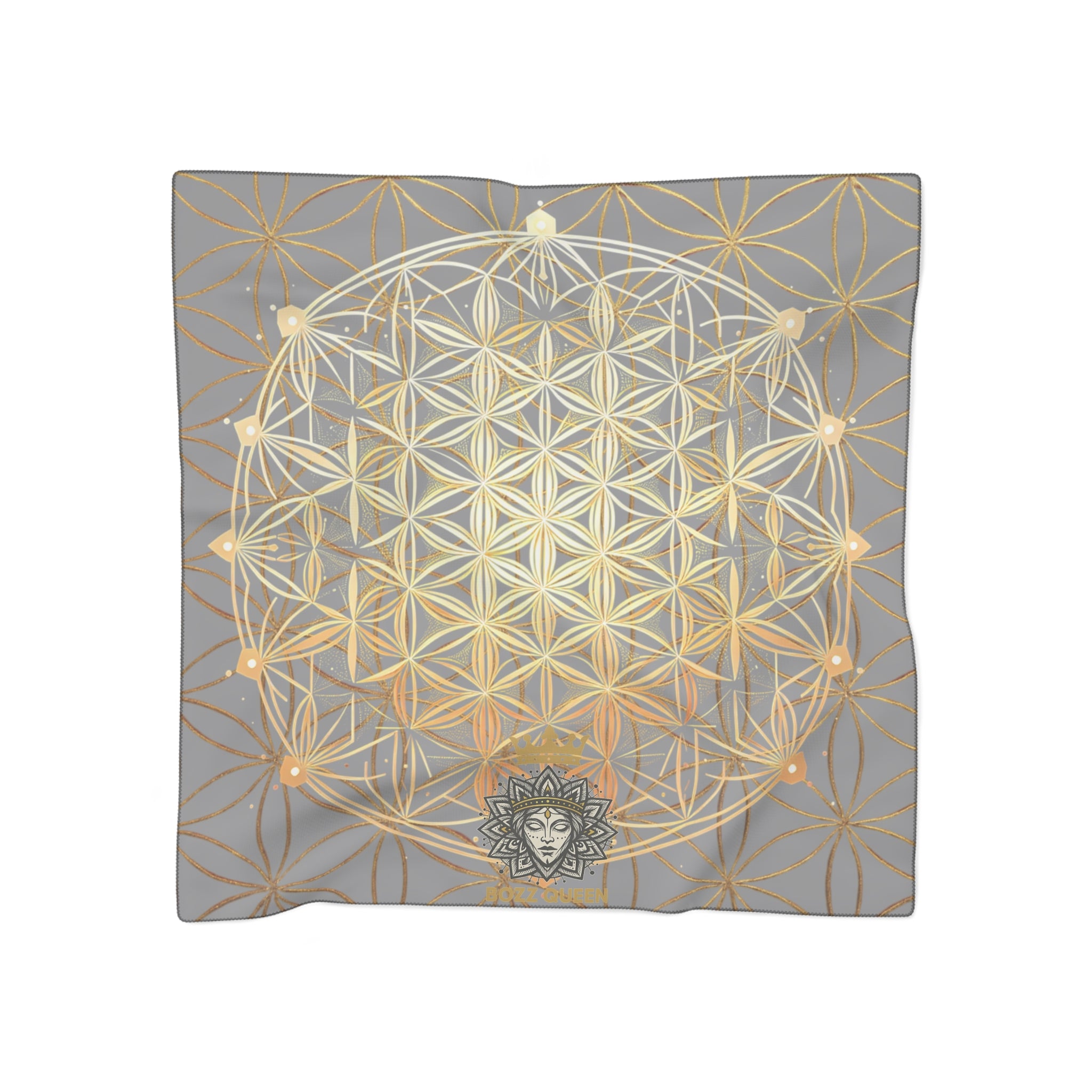 Flower of Life Grey Scarf - Sacred Geometry Spiritual Accessory