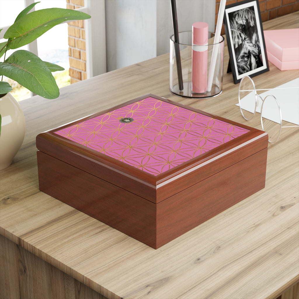 Flower of Life Jewelry Box - Light Pink Elegant Keepsake Organizer