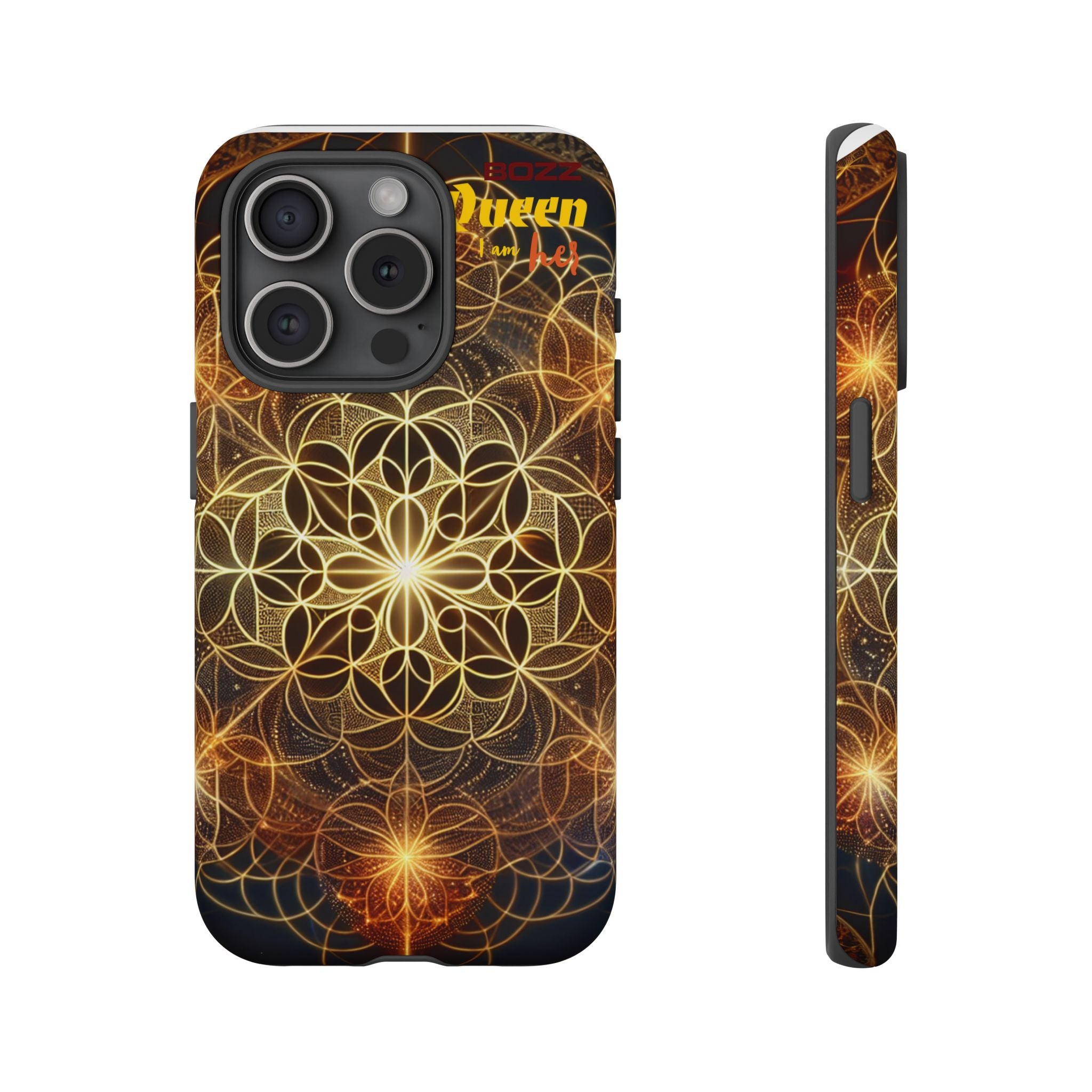 Golden Flower Mandala Phone Case, Tough Cases, Bohemian Phone Cover, Unique Gift for Him/Her, Spiritual and Artistic Design